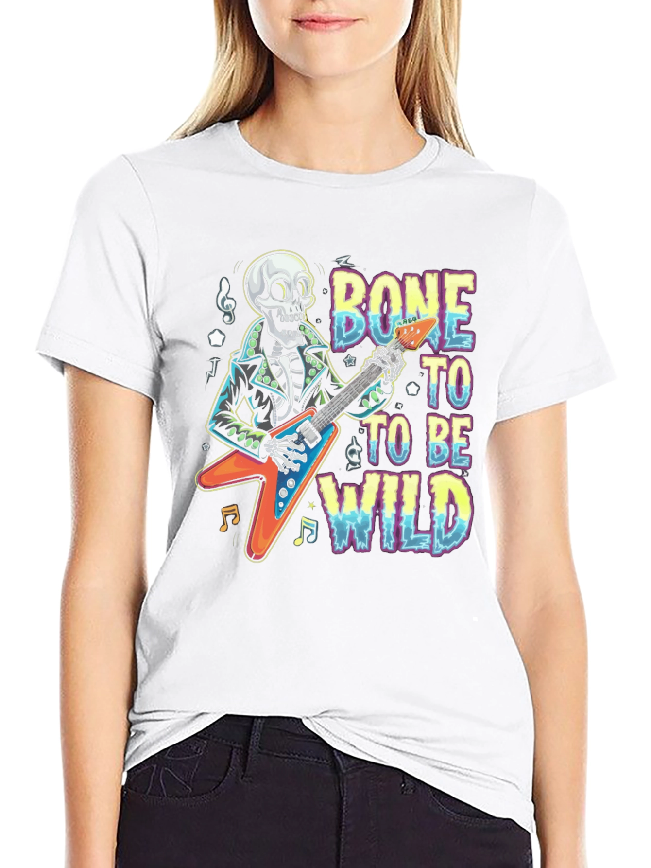 Bone To Be Wild Skeleton Guitar T-Shirt