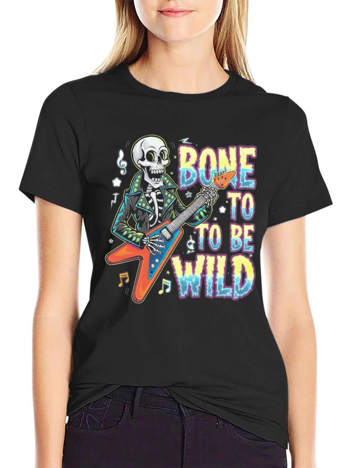 Bone To Be Wild Skeleton Guitar T-Shirt