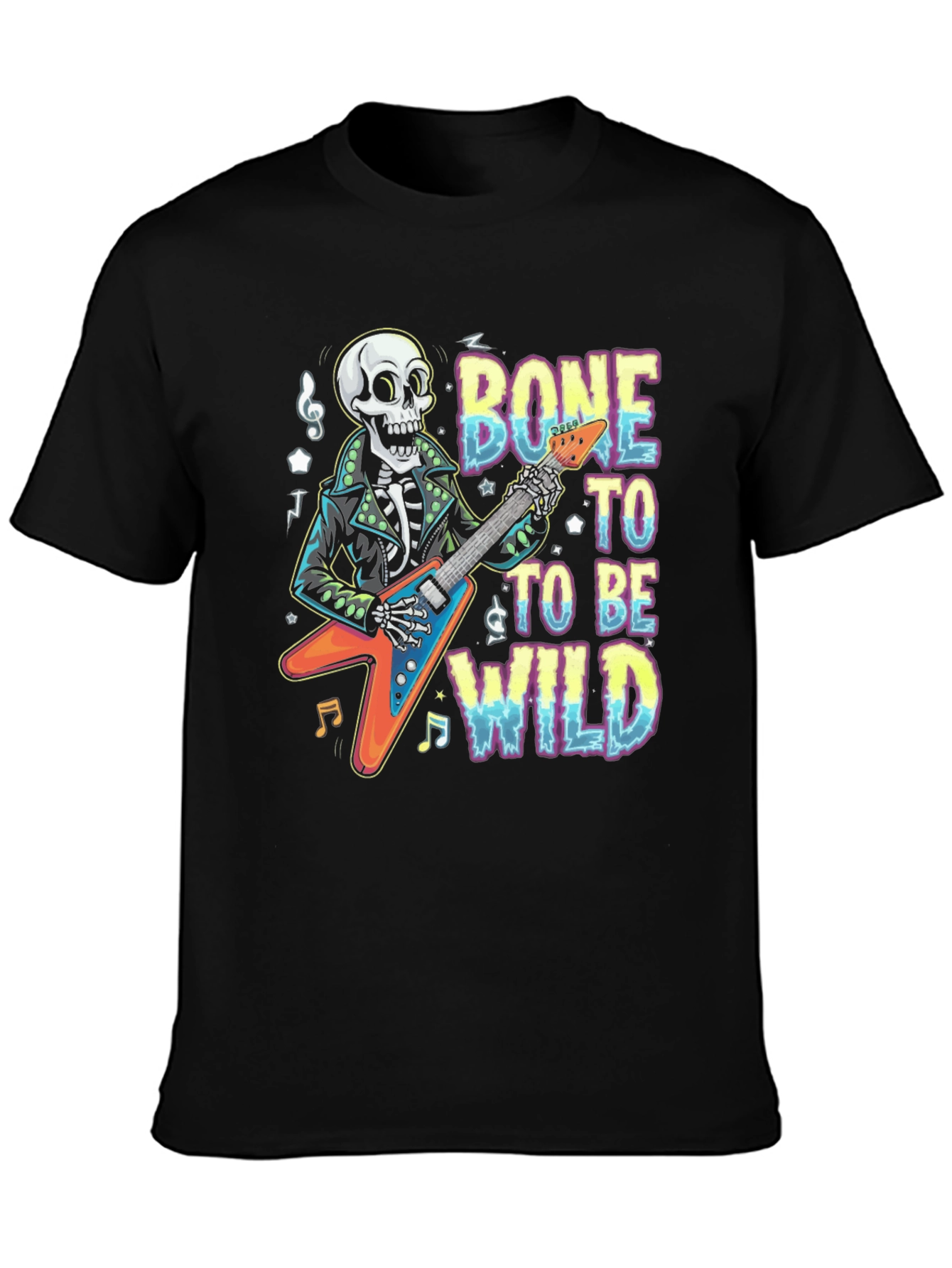 Bone To Be Wild Skeleton Guitar T-Shirt