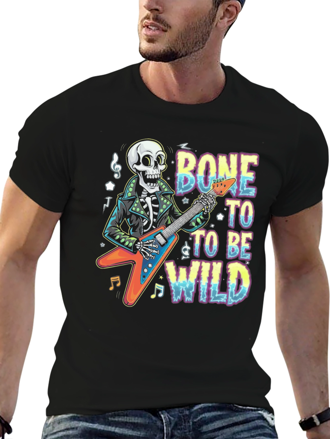 Bone To Be Wild Skeleton Guitar T-Shirt