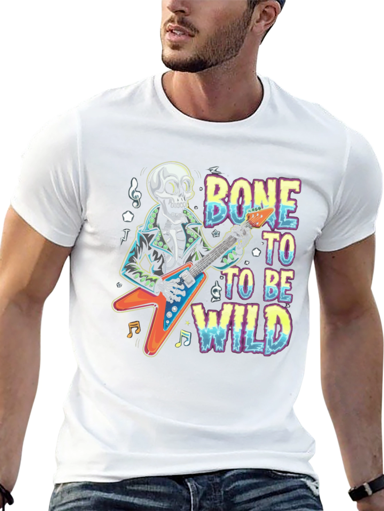 Bone To Be Wild Skeleton Guitar T-Shirt