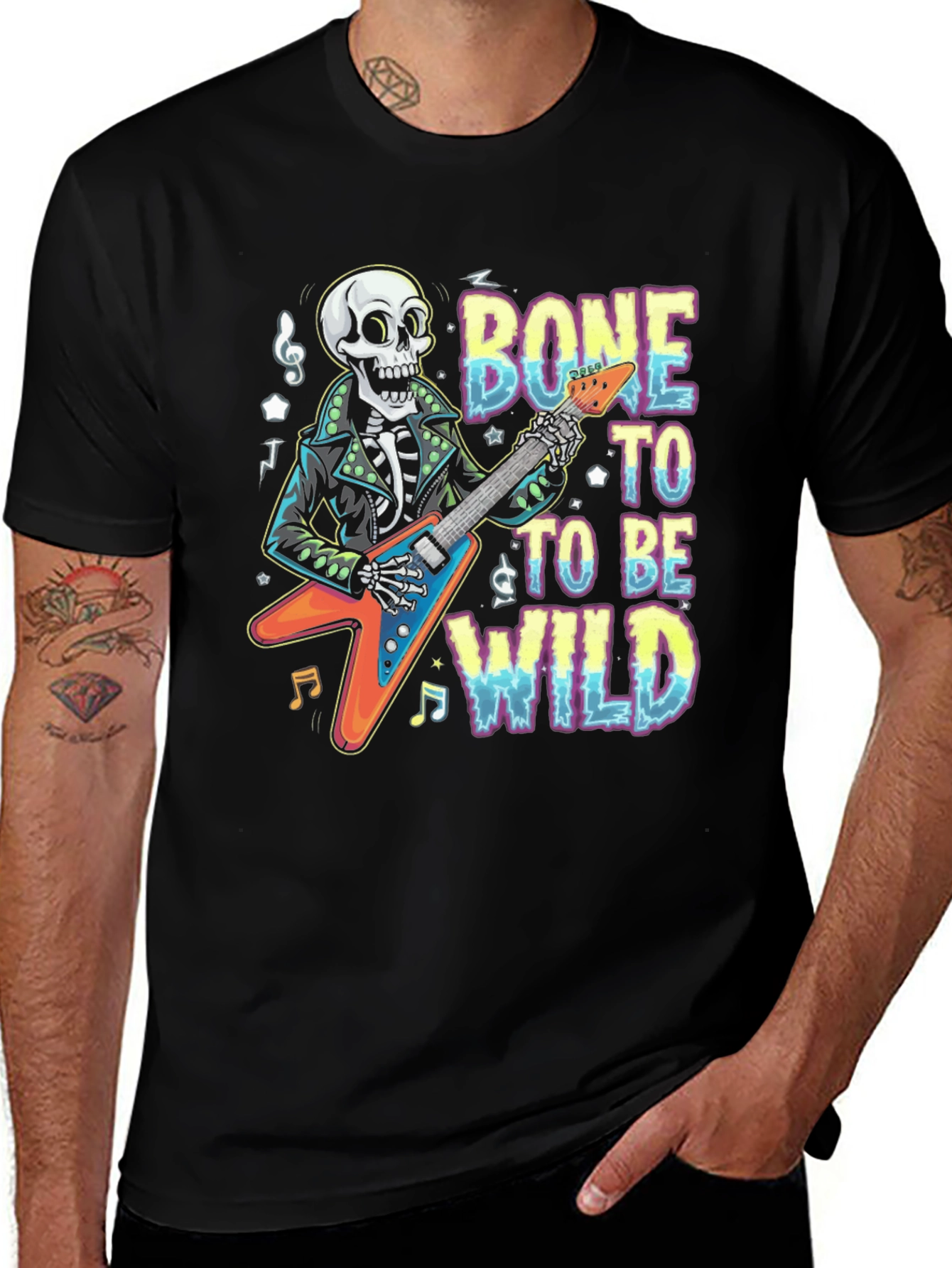 Bone To Be Wild Skeleton Guitar T-Shirt