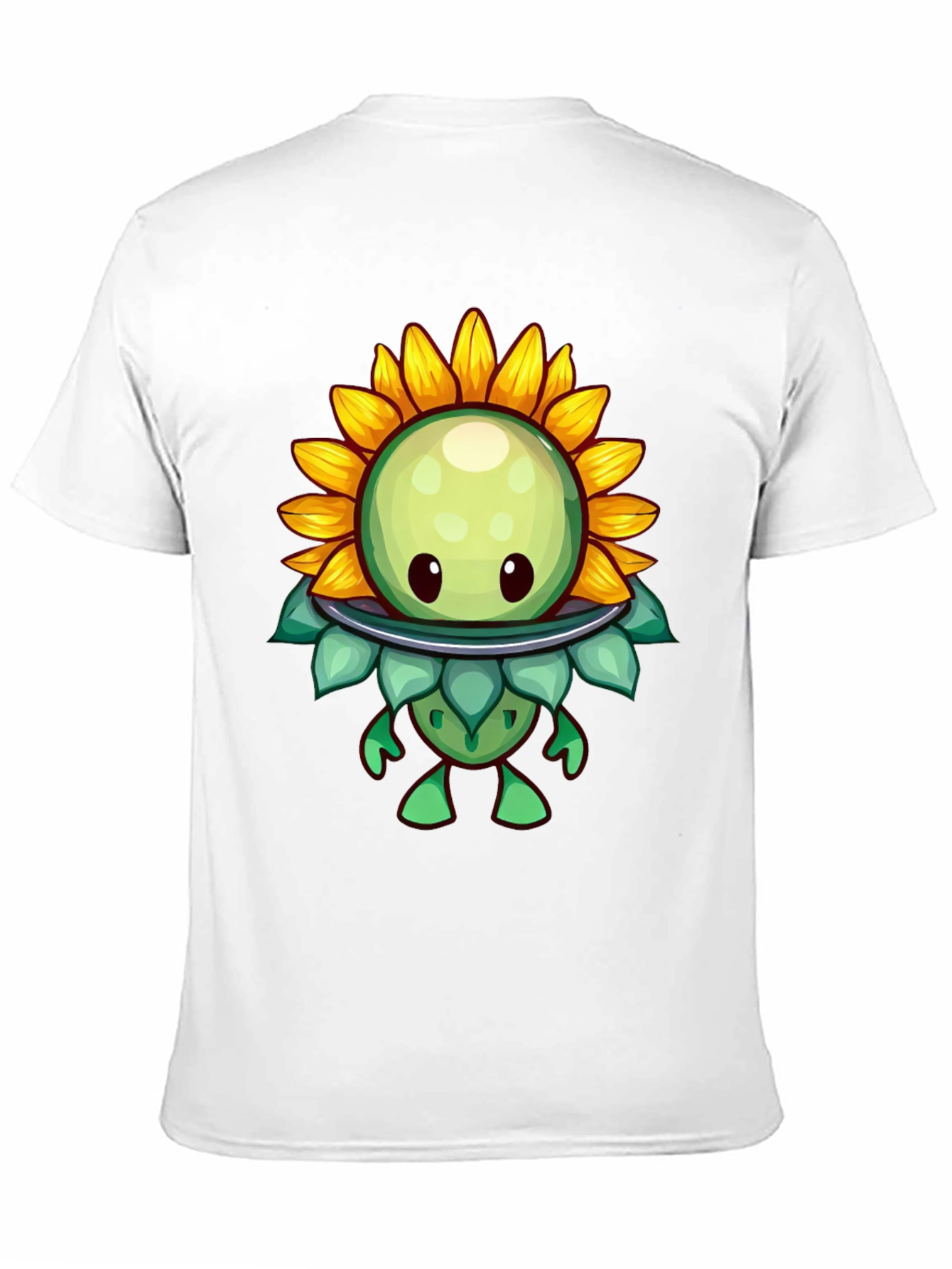Sunflower Cartoon Graphic Tee - Black