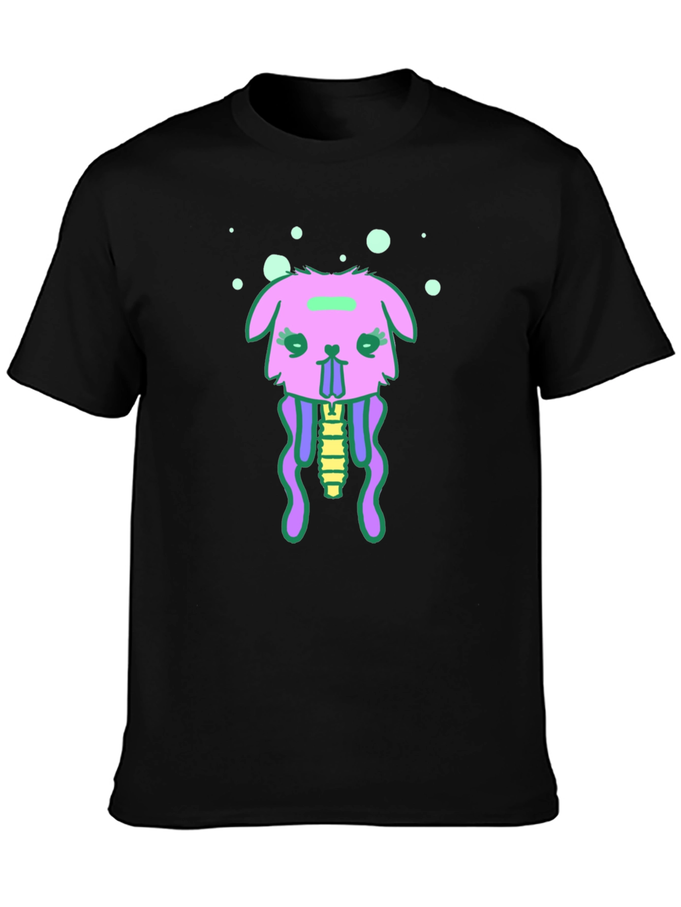 Black T-Shirt with Funky Jellyfish Bunny Design