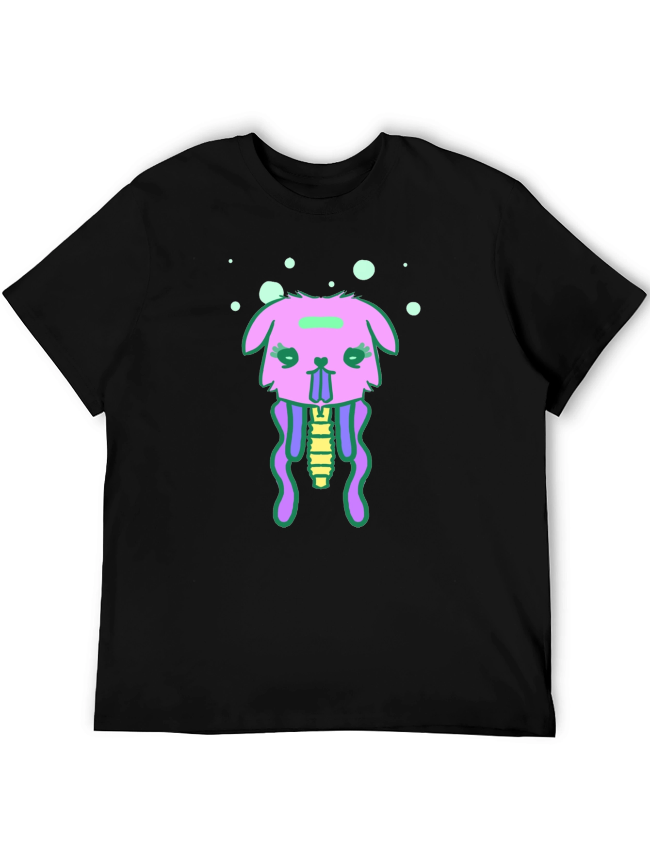Black T-Shirt with Funky Jellyfish Bunny Design