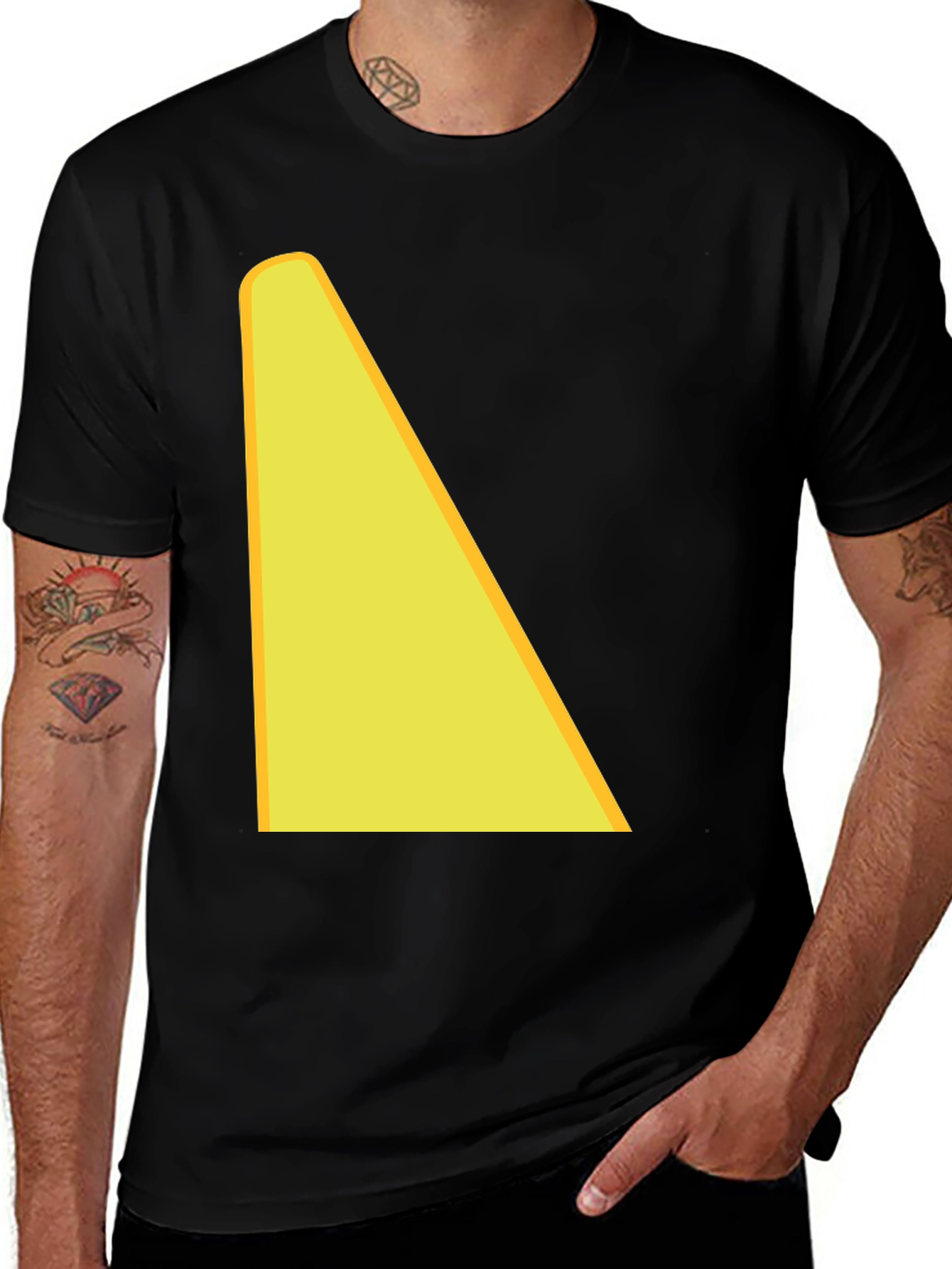 Black T-Shirt with Yellow Triangle Design