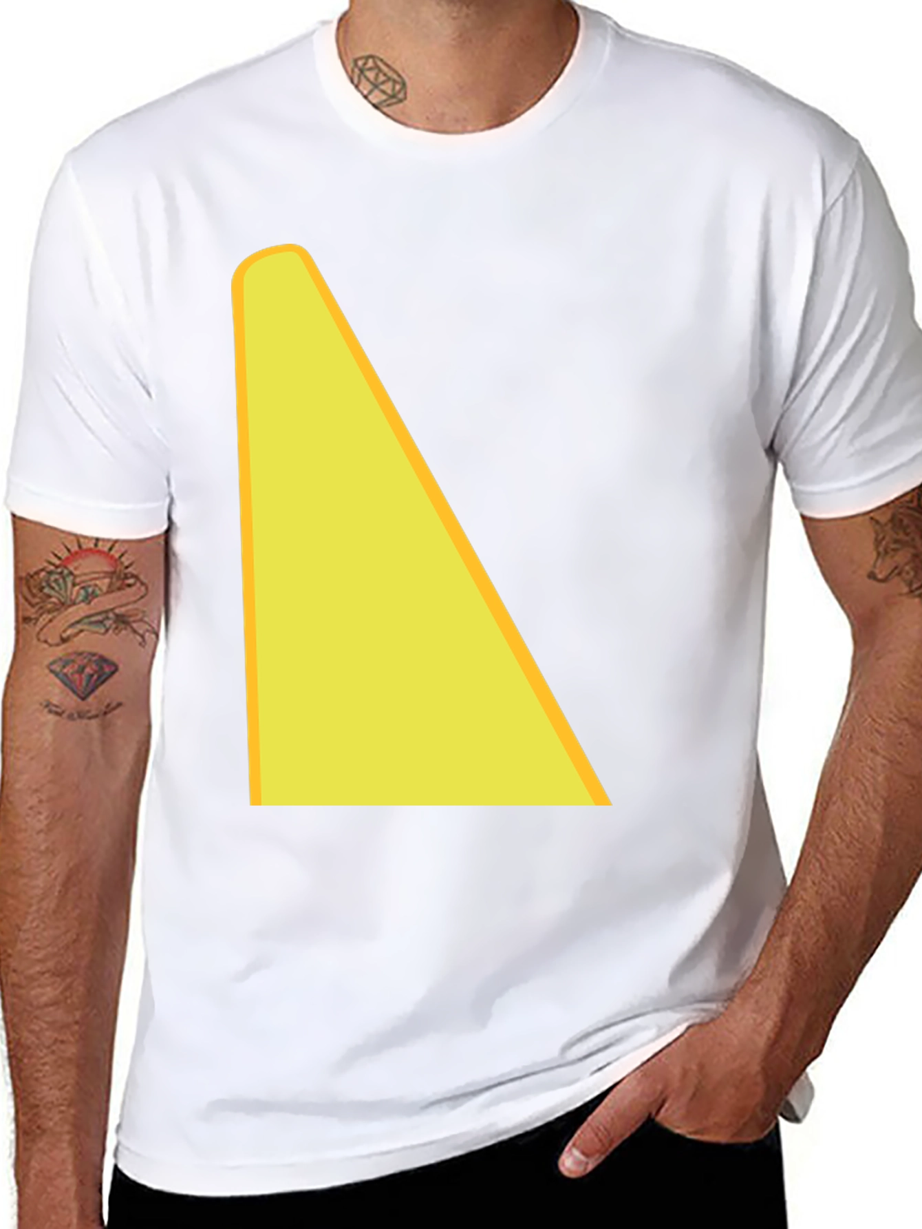 Black T-Shirt with Yellow Triangle Design