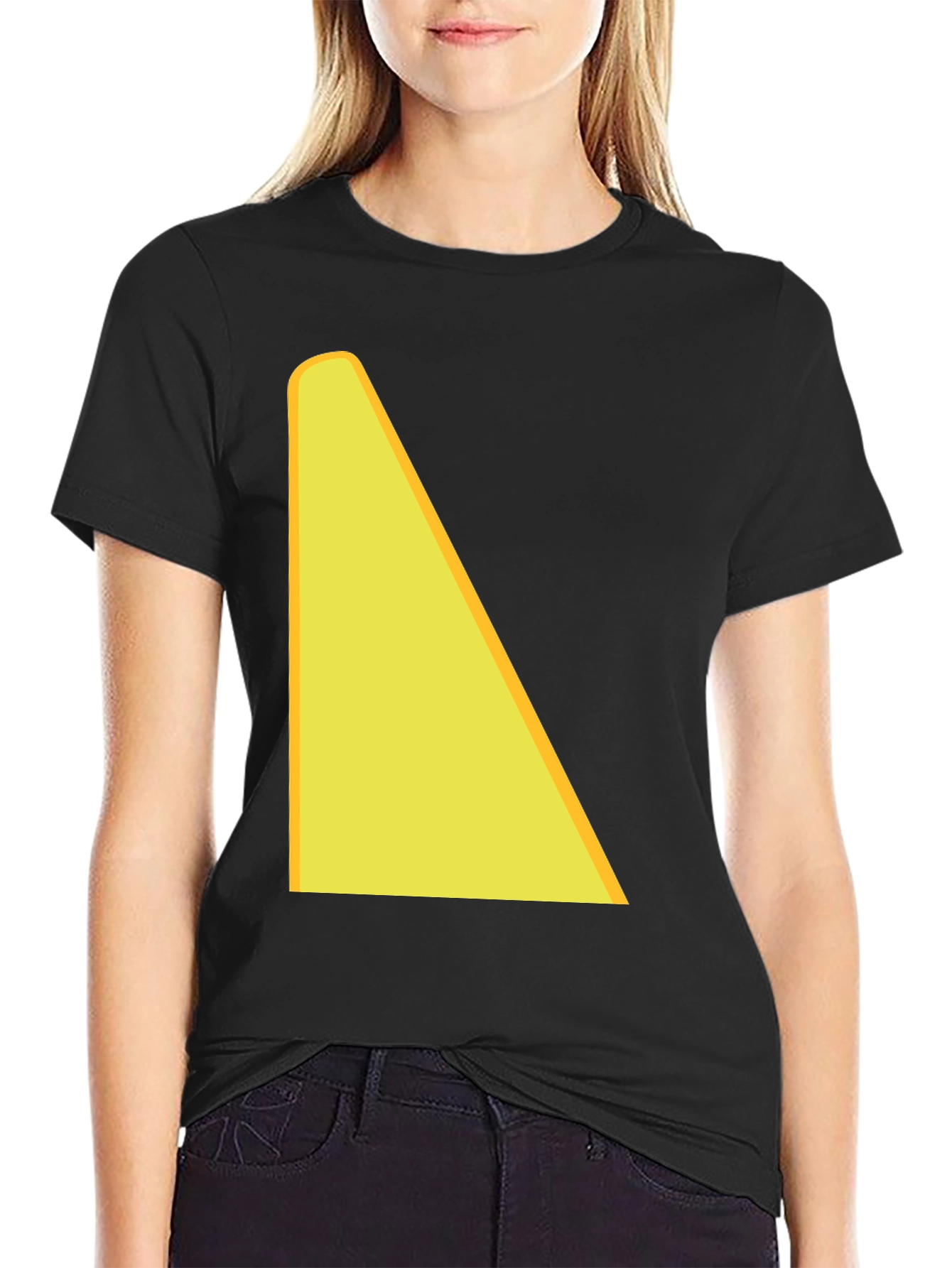 Black T-Shirt with Yellow Triangle Design