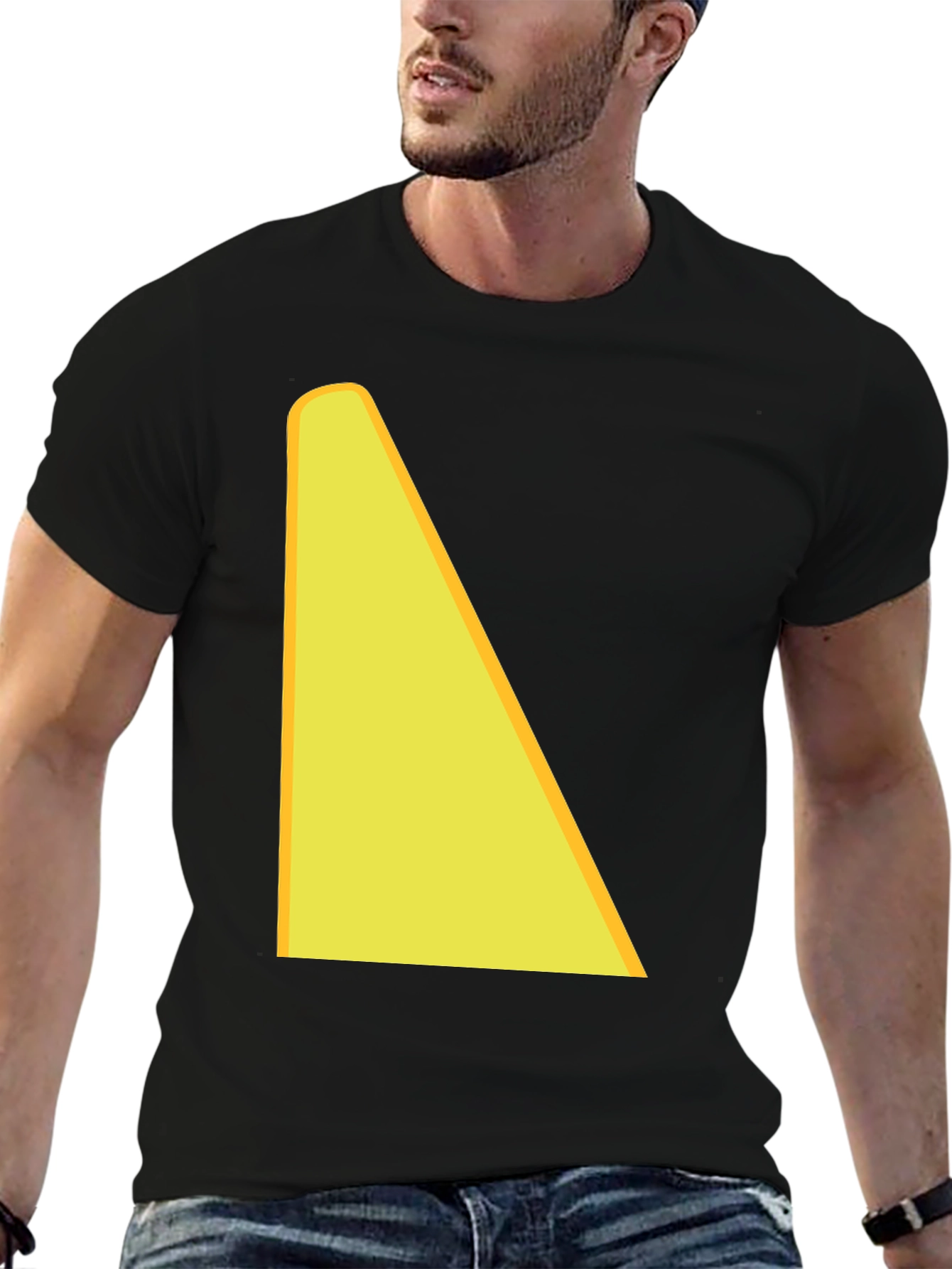 Black T-Shirt with Yellow Triangle Design