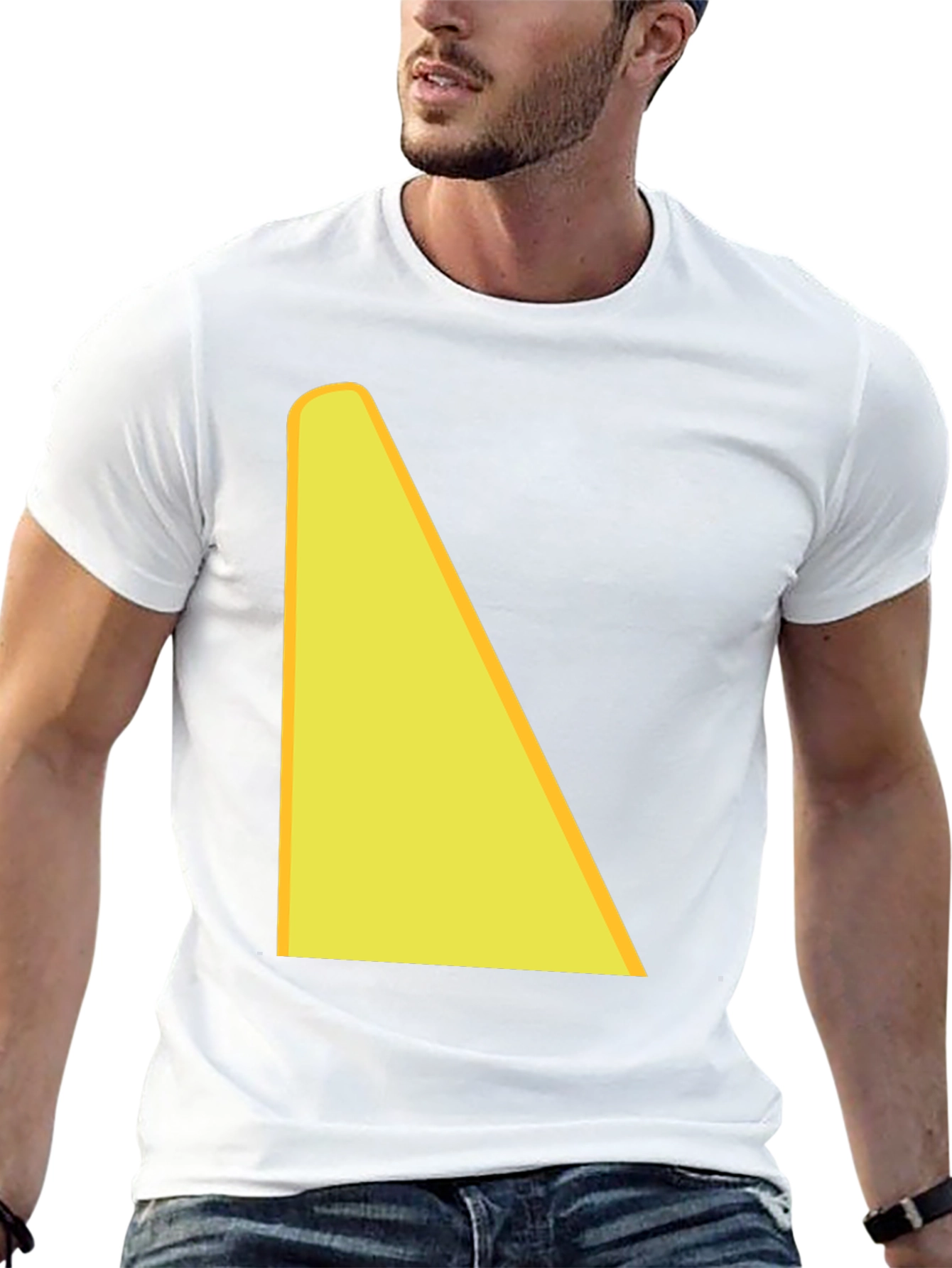 Black T-Shirt with Yellow Triangle Design