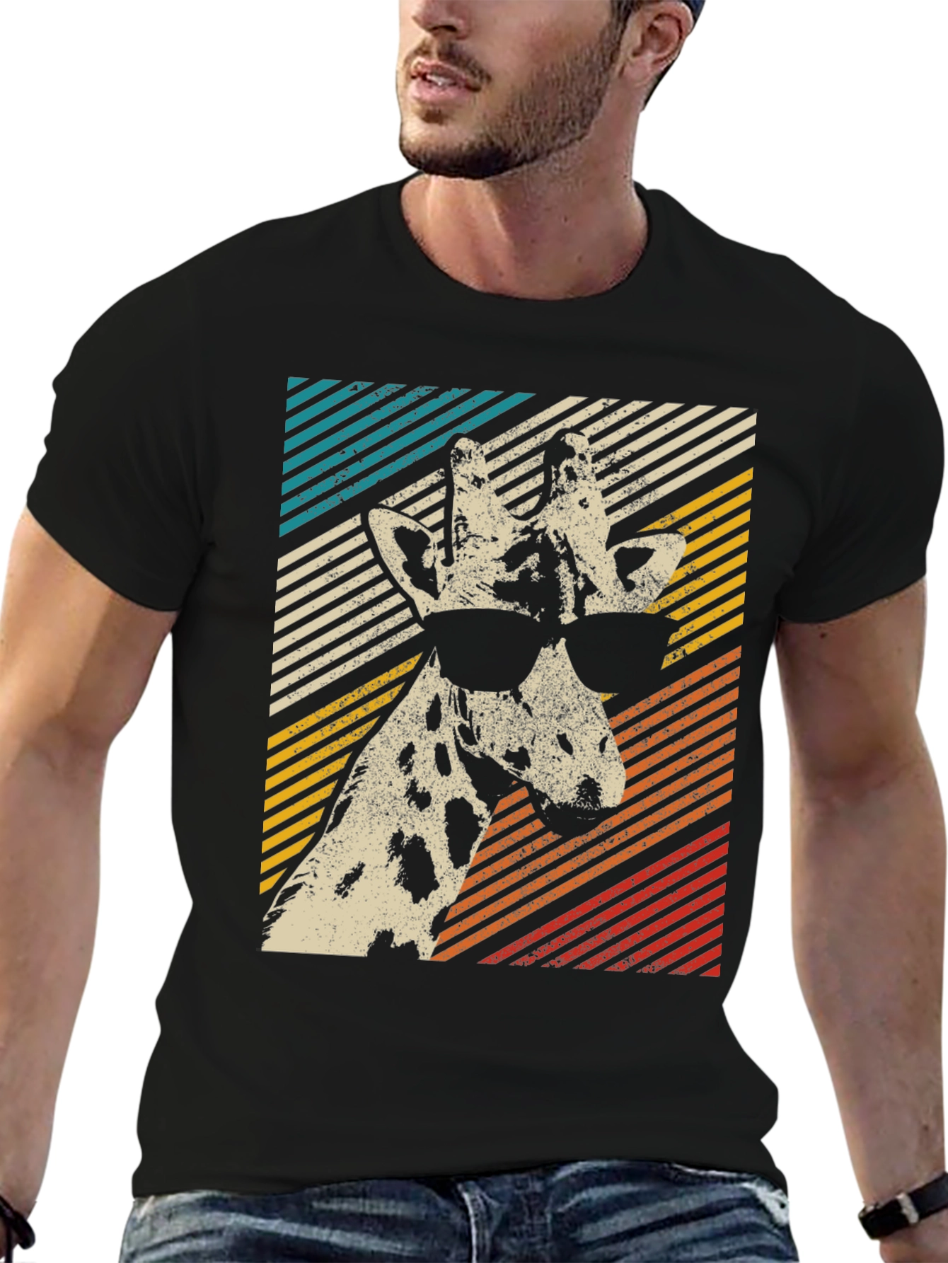 Cool Giraffe Retro Style Graphic T-Shirt