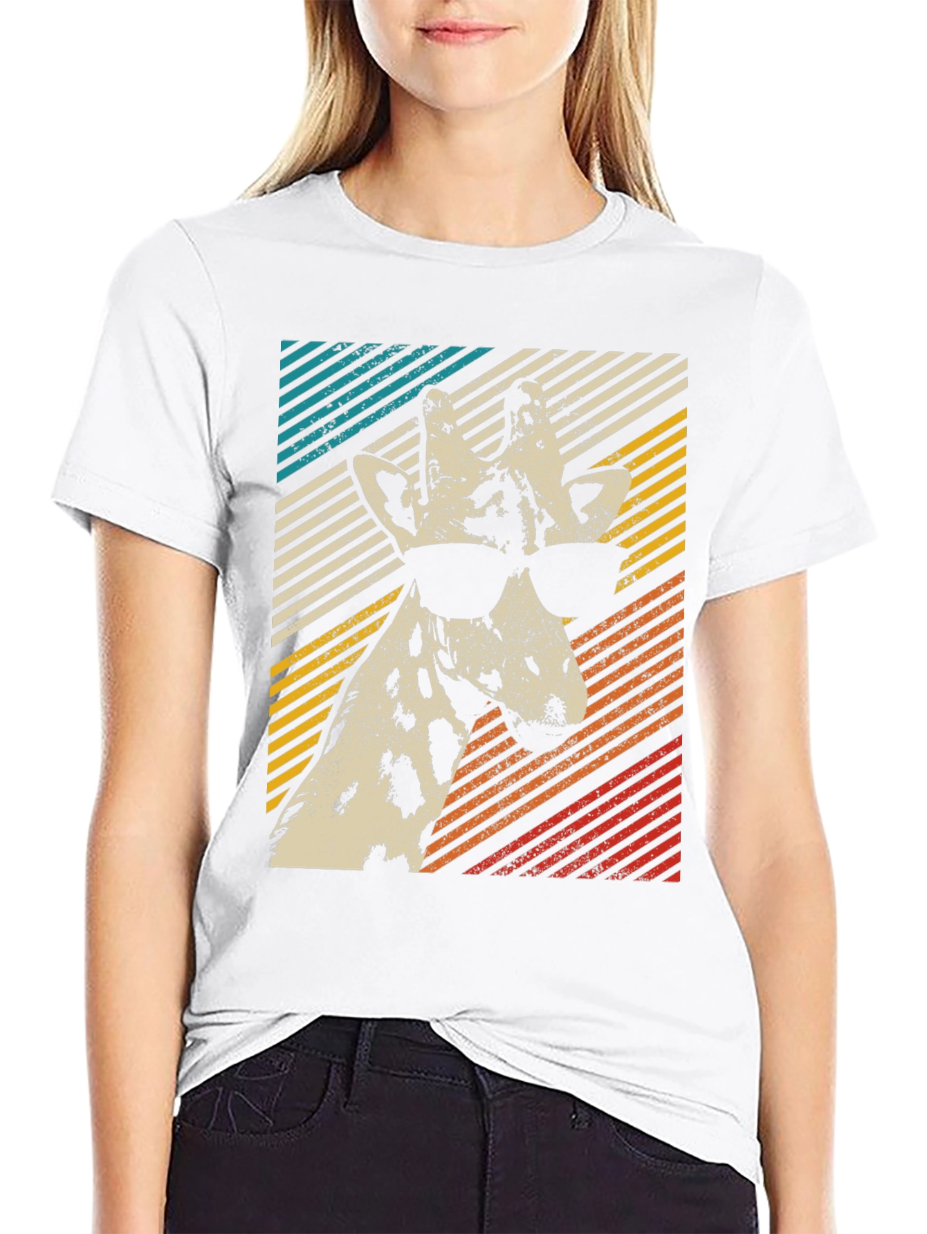 Cool Giraffe Retro Style Graphic T-Shirt