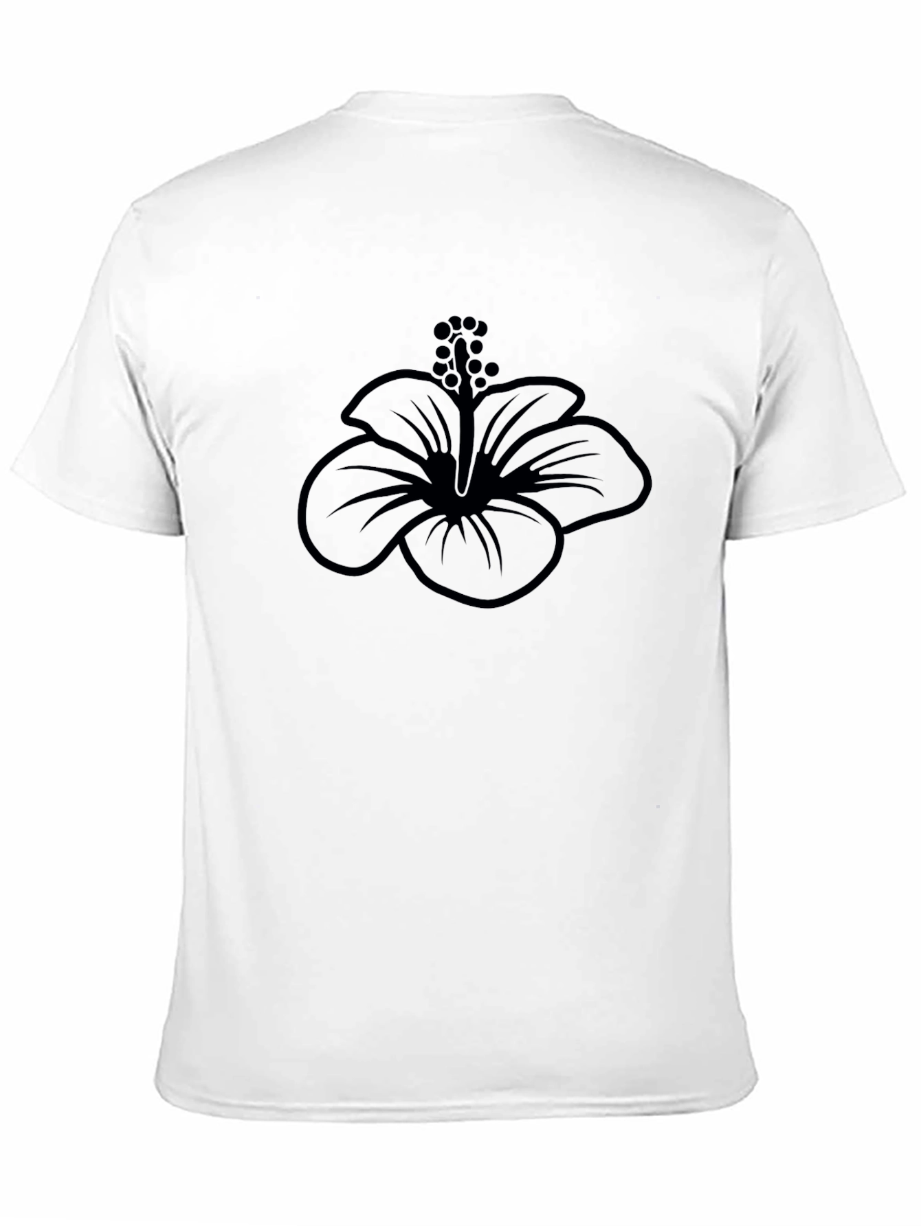 Black Hibiscus Flower Graphic T-Shirt