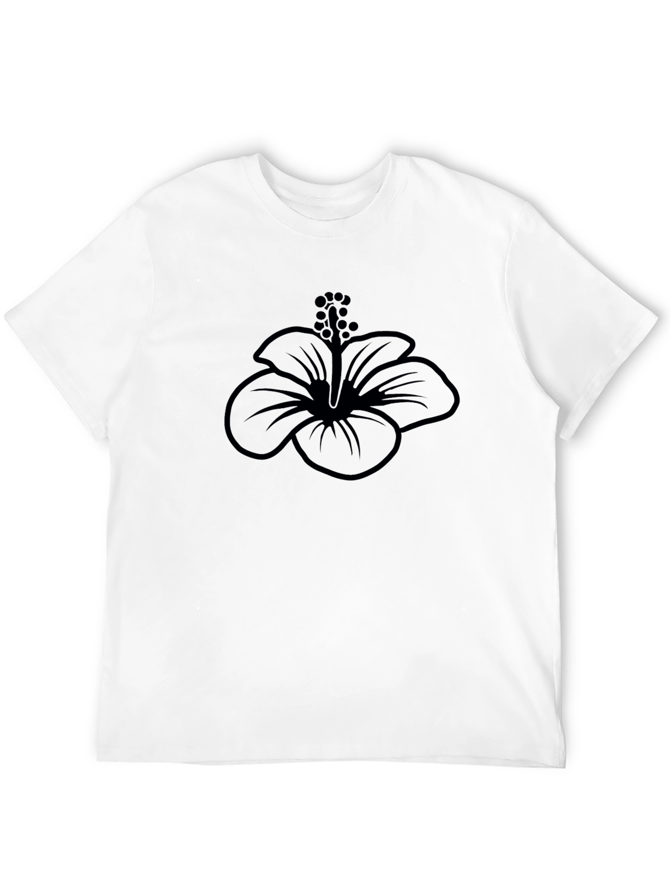 Black Hibiscus Flower Graphic T-Shirt