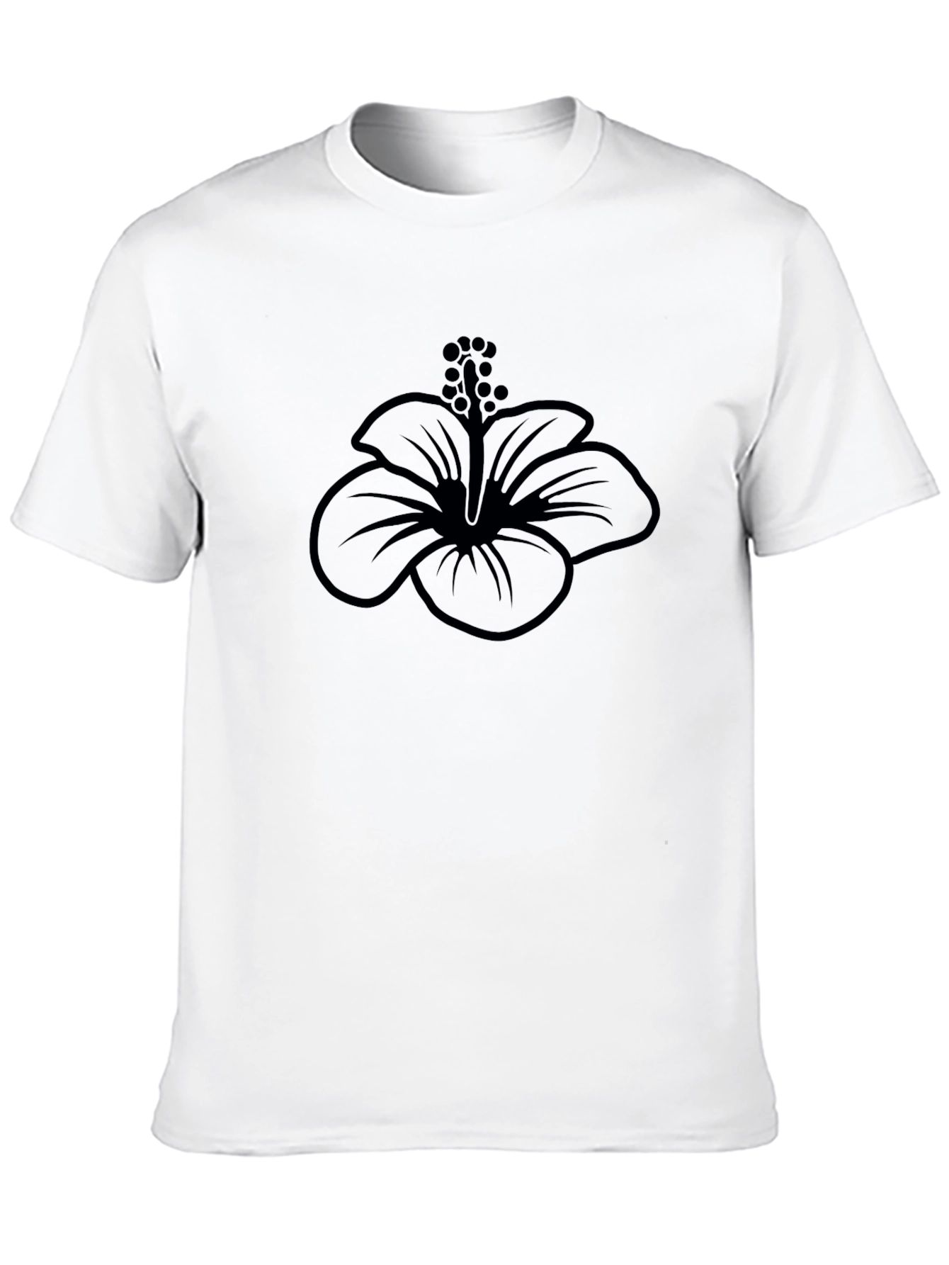 Black Hibiscus Flower Graphic T-Shirt
