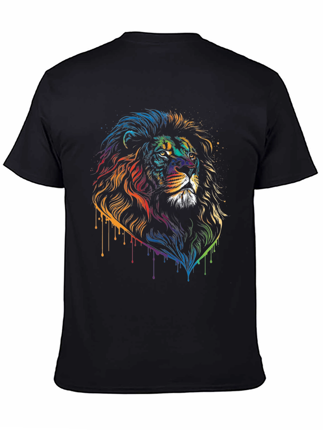 Rainbow Lion Graphic Black T-Shirt