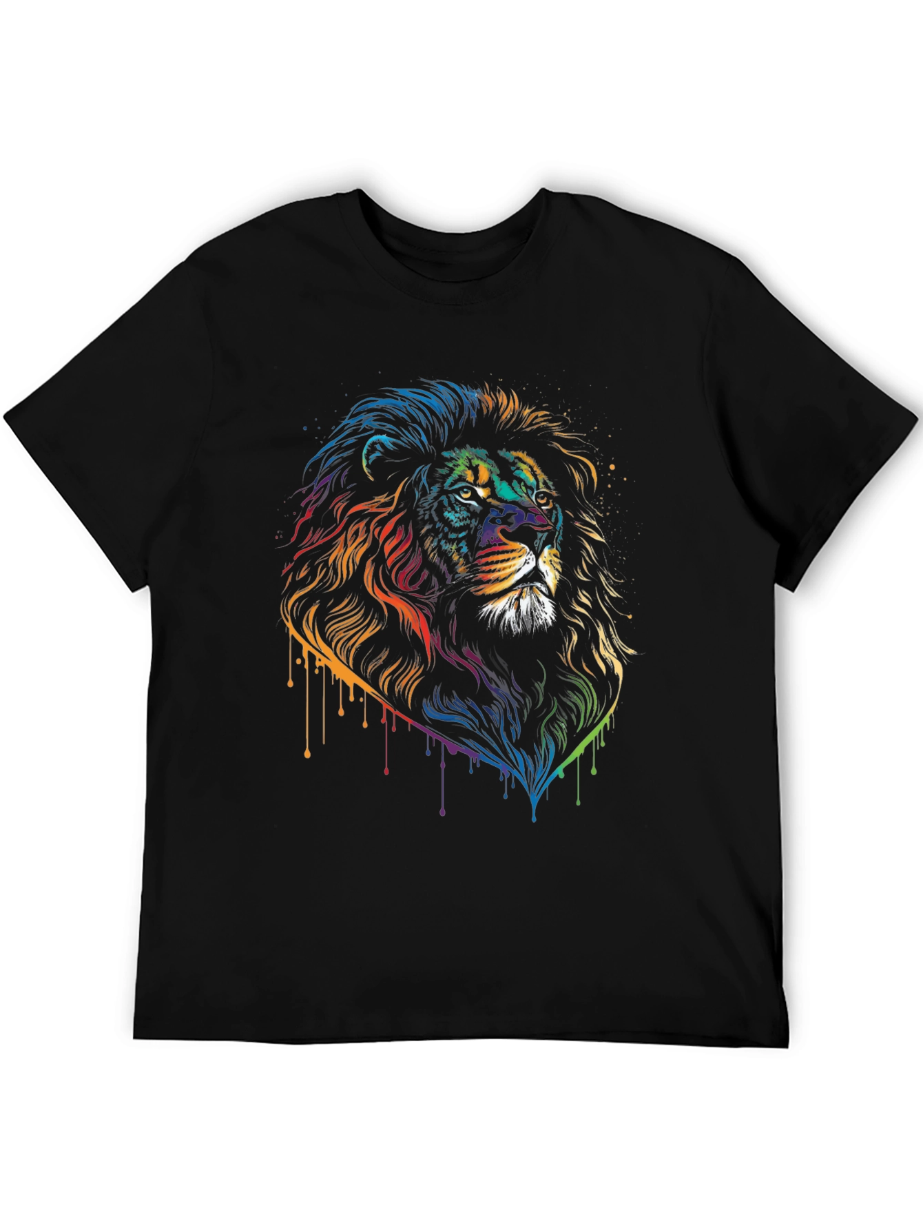 Rainbow Lion Graphic Black T-Shirt