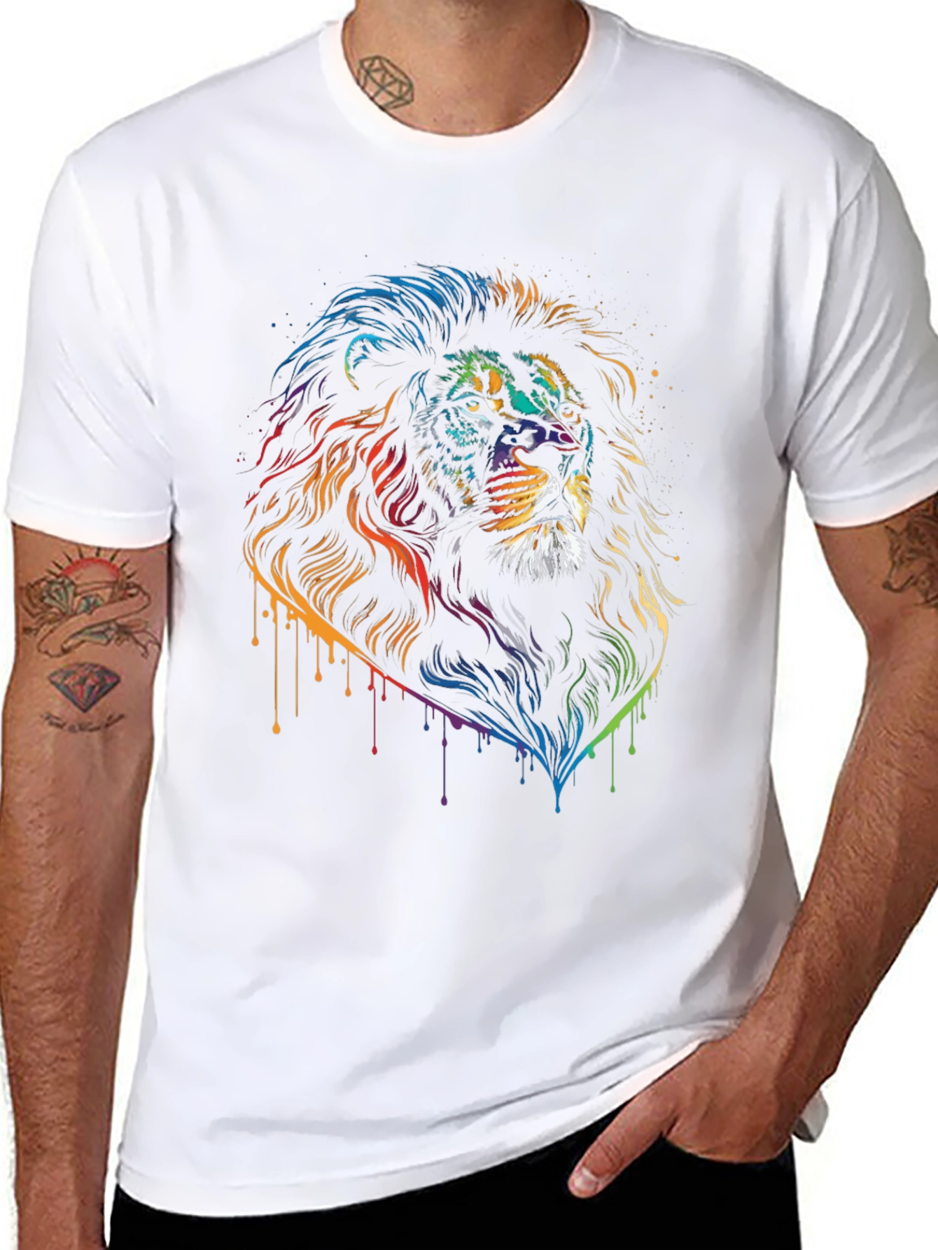 Rainbow Lion Graphic Black T-Shirt