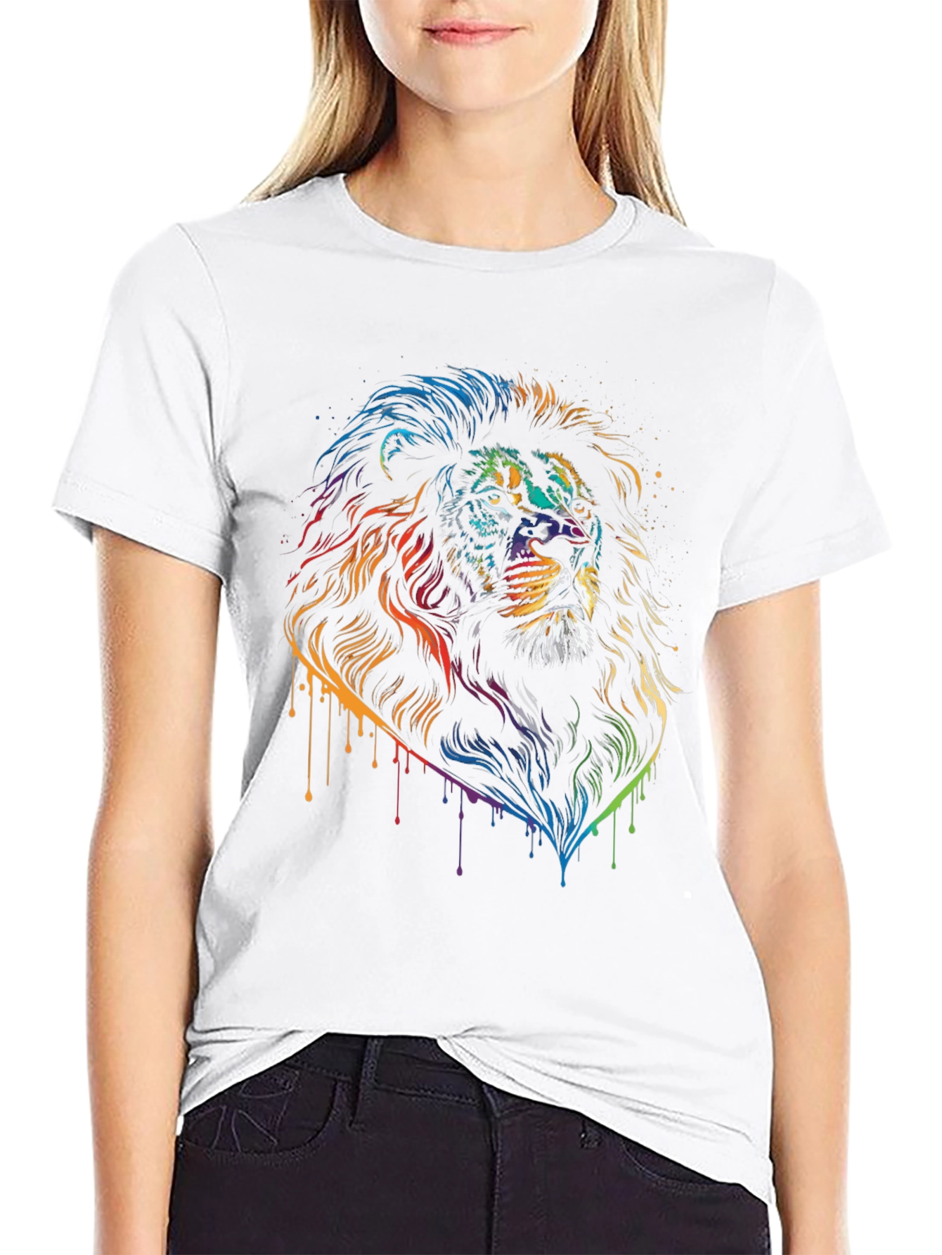 Rainbow Lion Graphic Black T-Shirt
