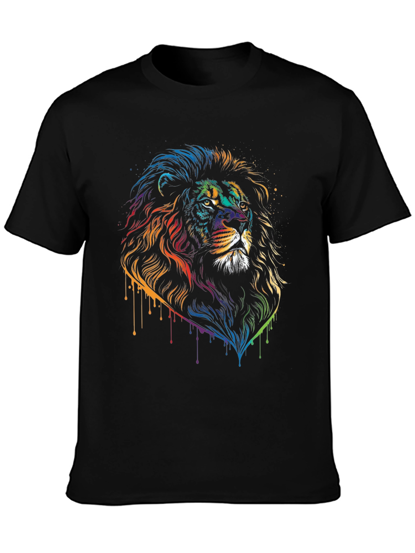 Rainbow Lion Graphic Black T-Shirt