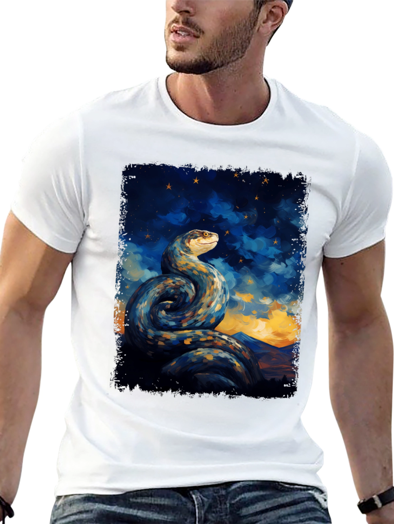 Serpent Night Sky T-Shirt - Artistic Snake Tee