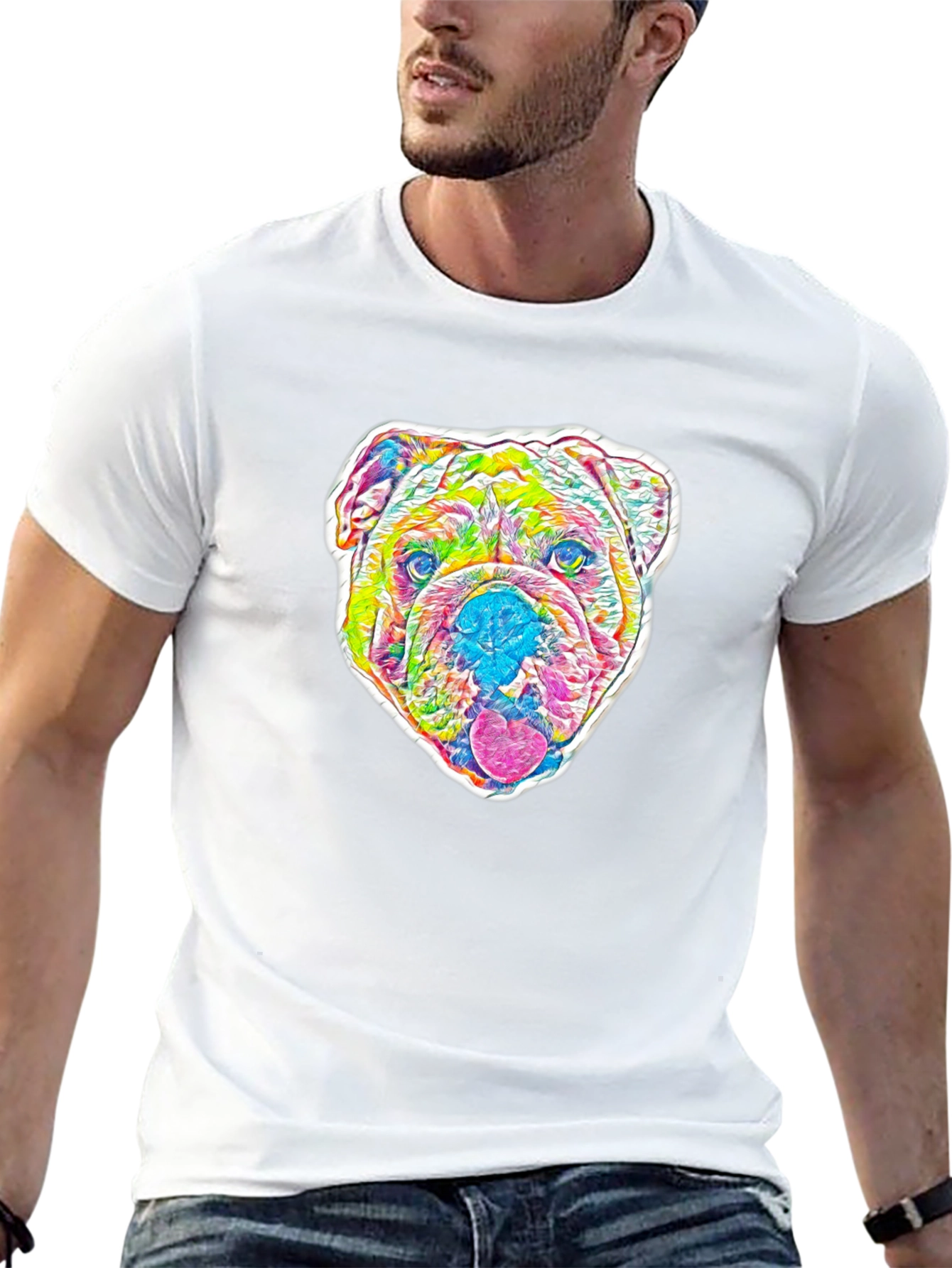 Psychedelic Bulldog Graphic Tee - Mens Black T-Shirt