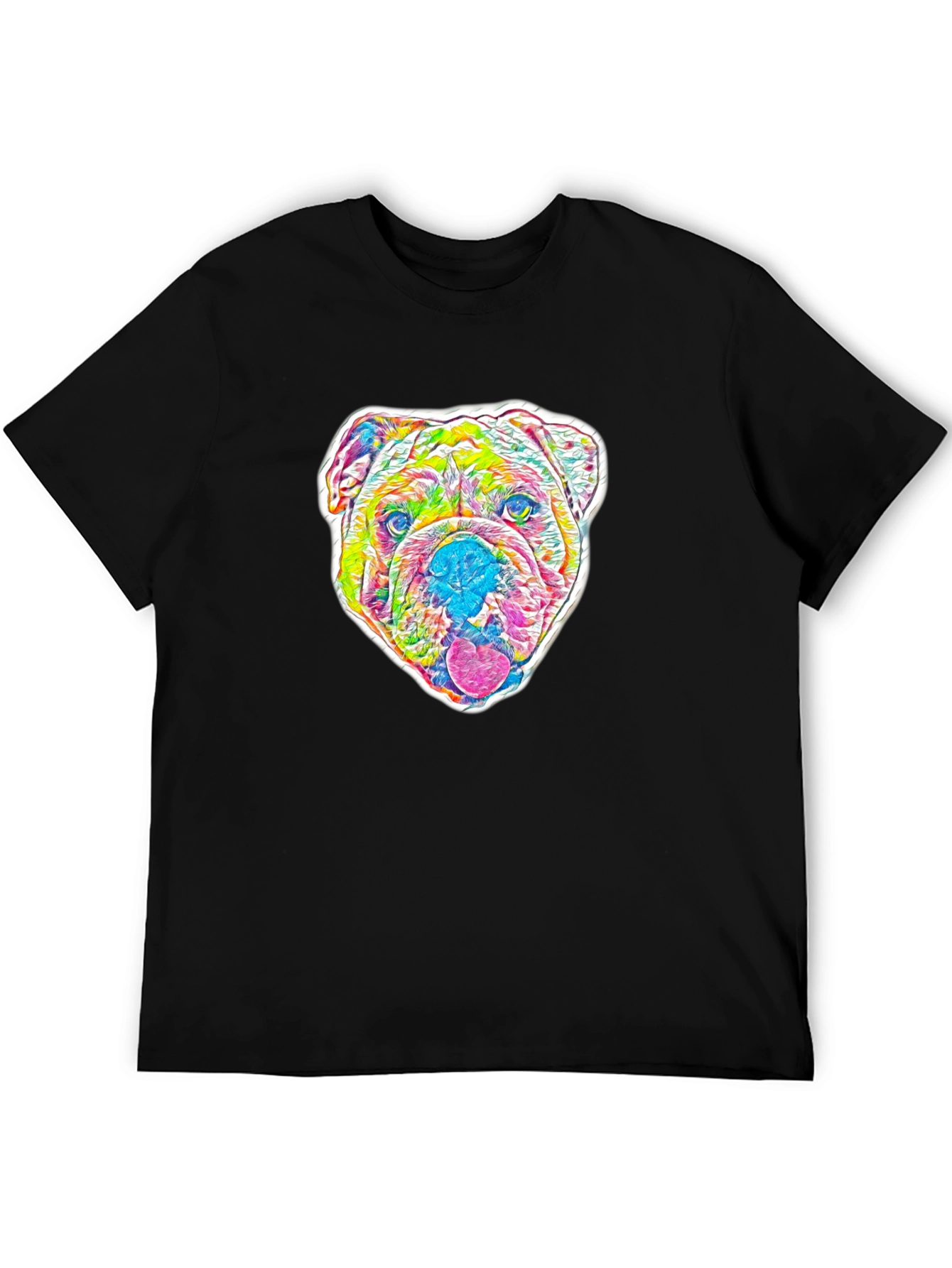 Psychedelic Bulldog Graphic Tee - Mens Black T-Shirt