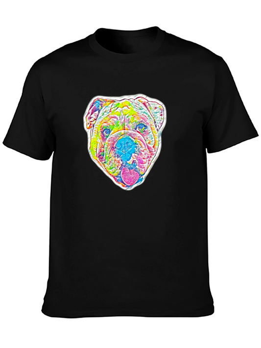Psychedelic Bulldog Graphic Tee - Mens Black T-Shirt