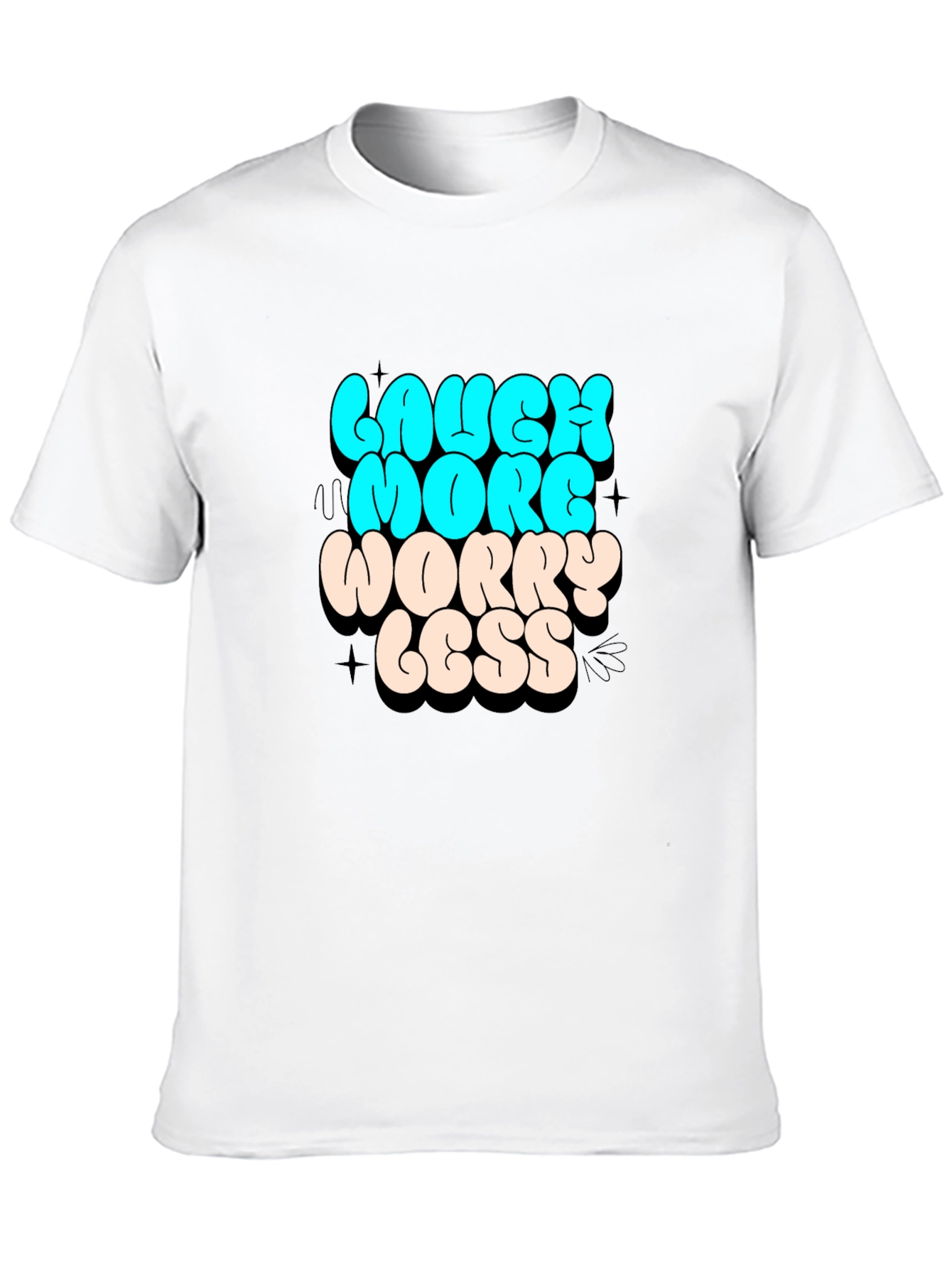 Laugh More Worry Less Graphic Black T-Shirt
