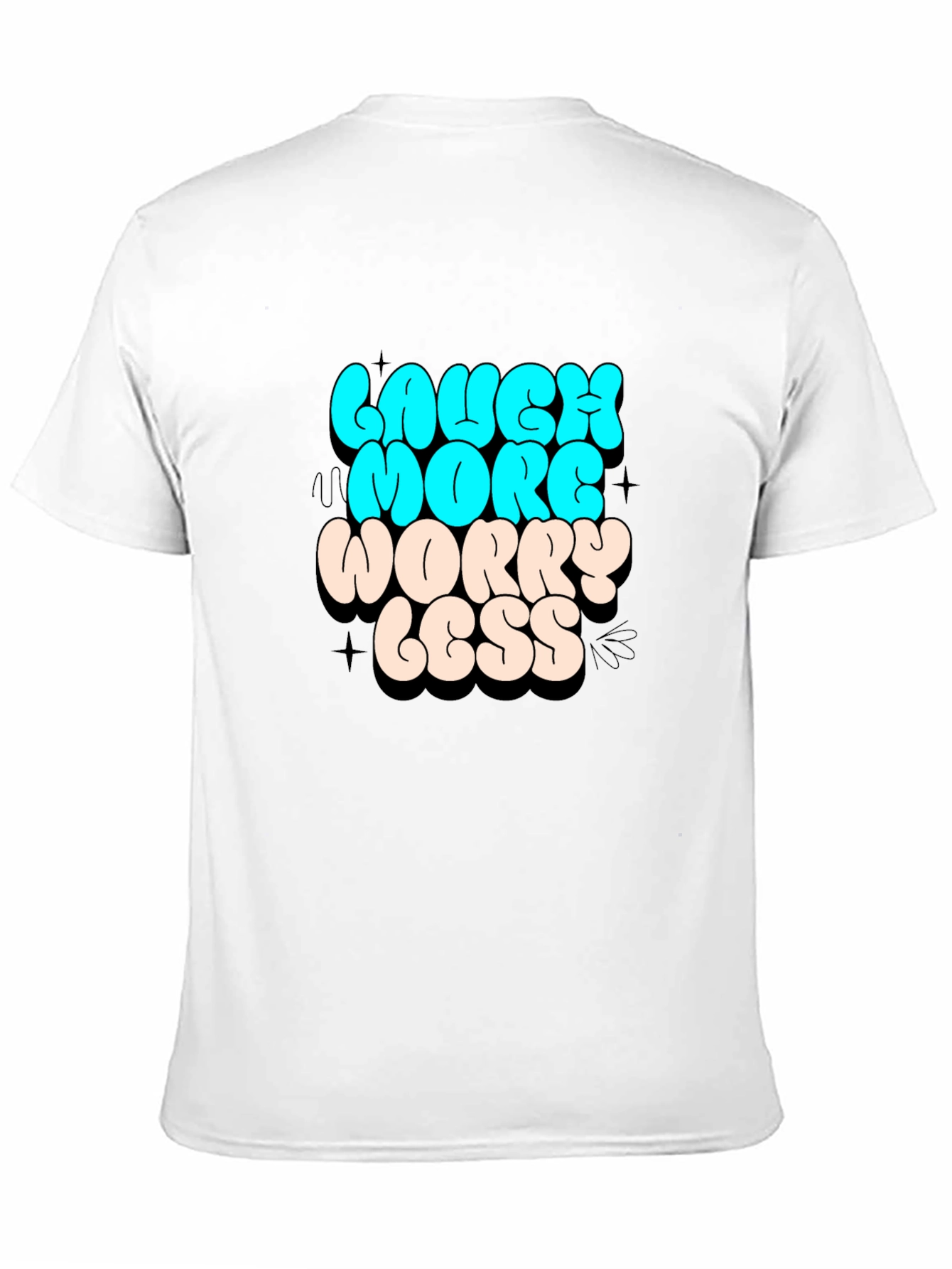 Laugh More Worry Less Graphic Black T-Shirt