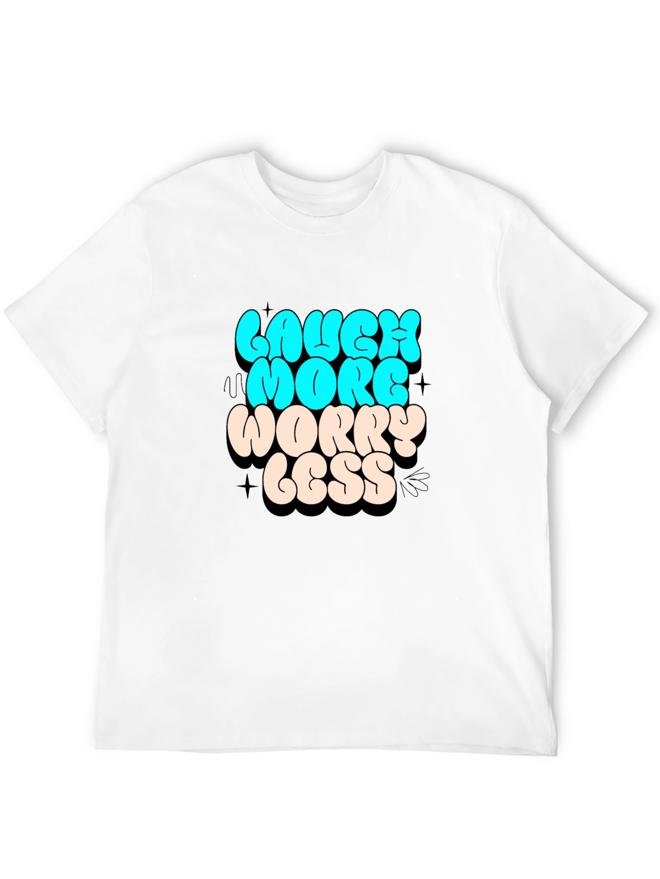Laugh More Worry Less Graphic Black T-Shirt