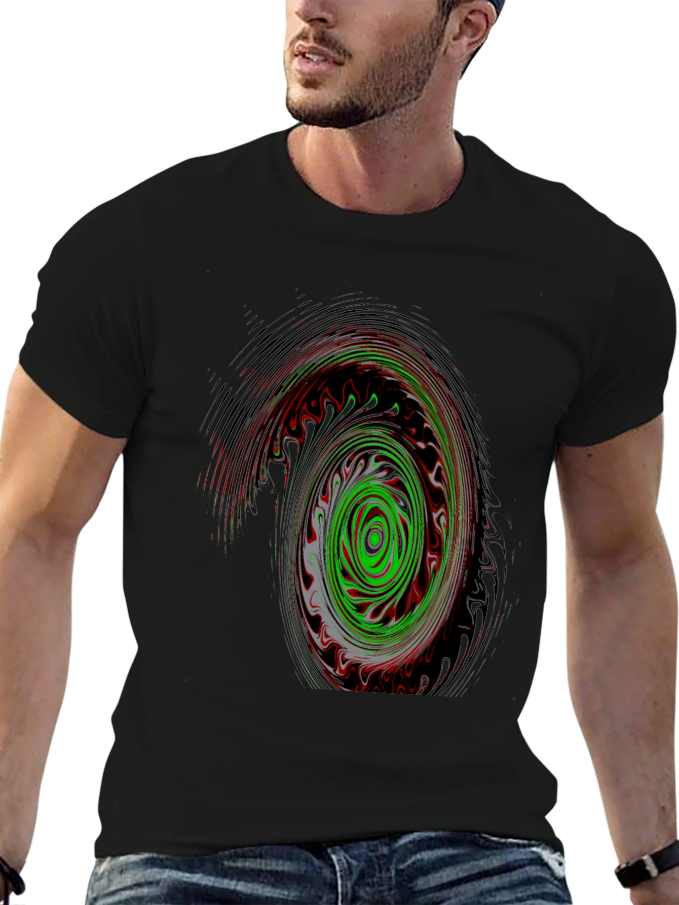Abstract Swirl Graphic Black T-Shirt