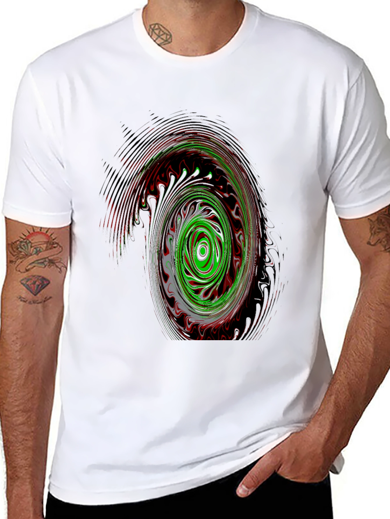 Abstract Swirl Graphic Black T-Shirt