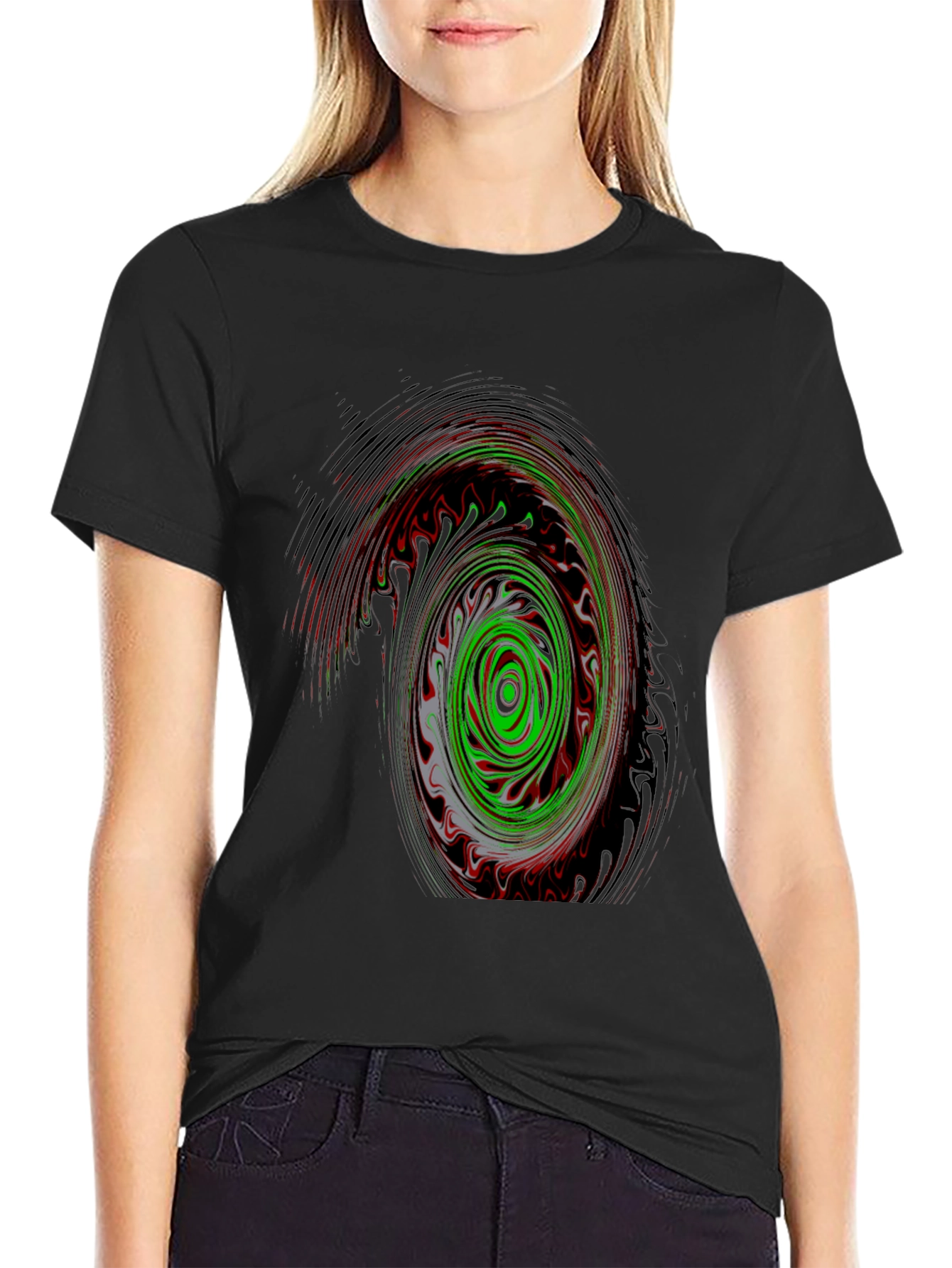 Abstract Swirl Graphic Black T-Shirt