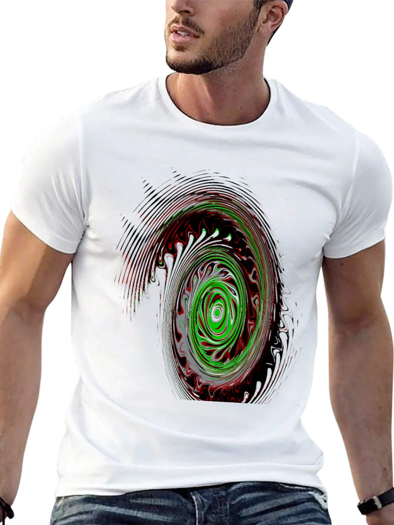 Abstract Swirl Graphic Black T-Shirt