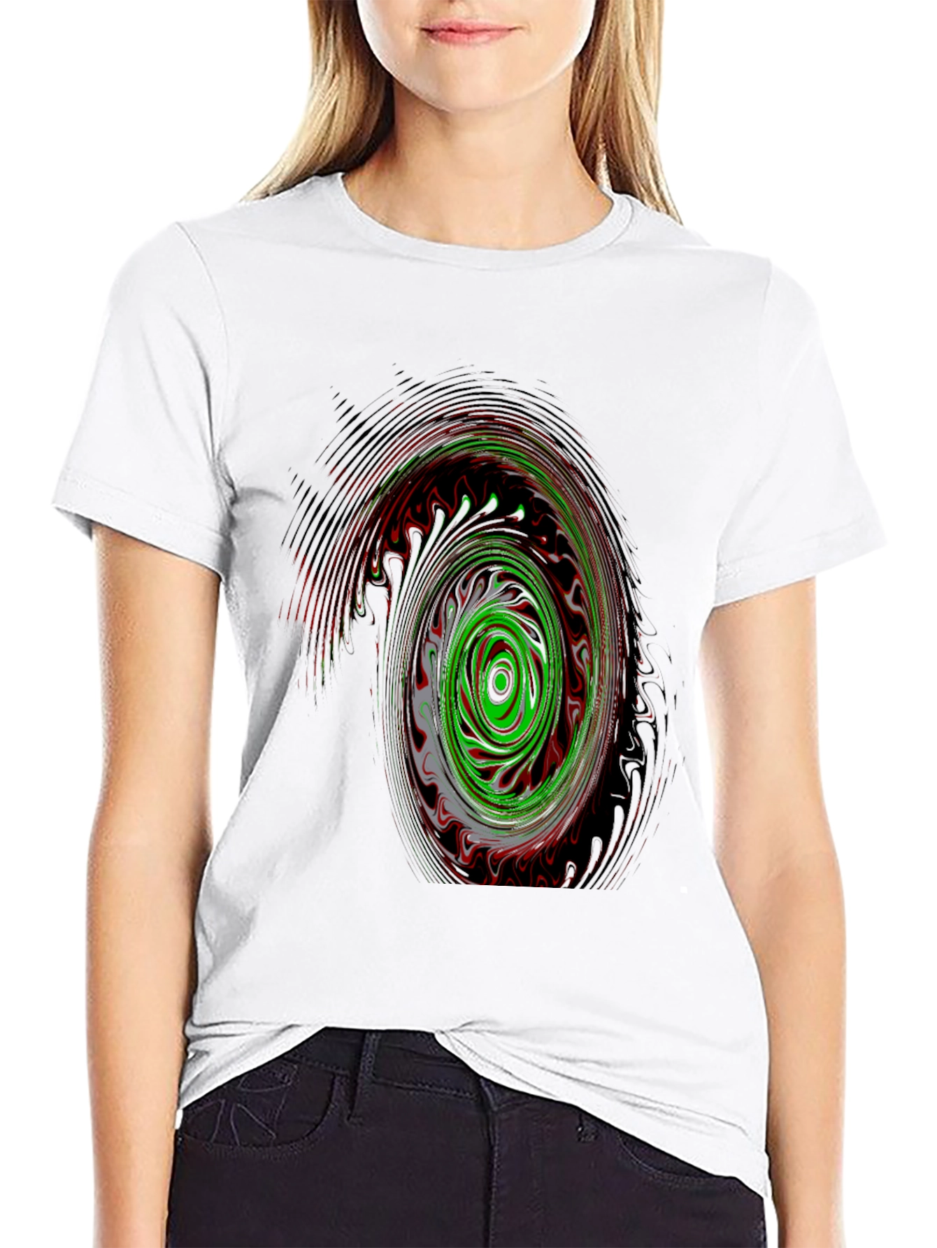 Abstract Swirl Graphic Black T-Shirt