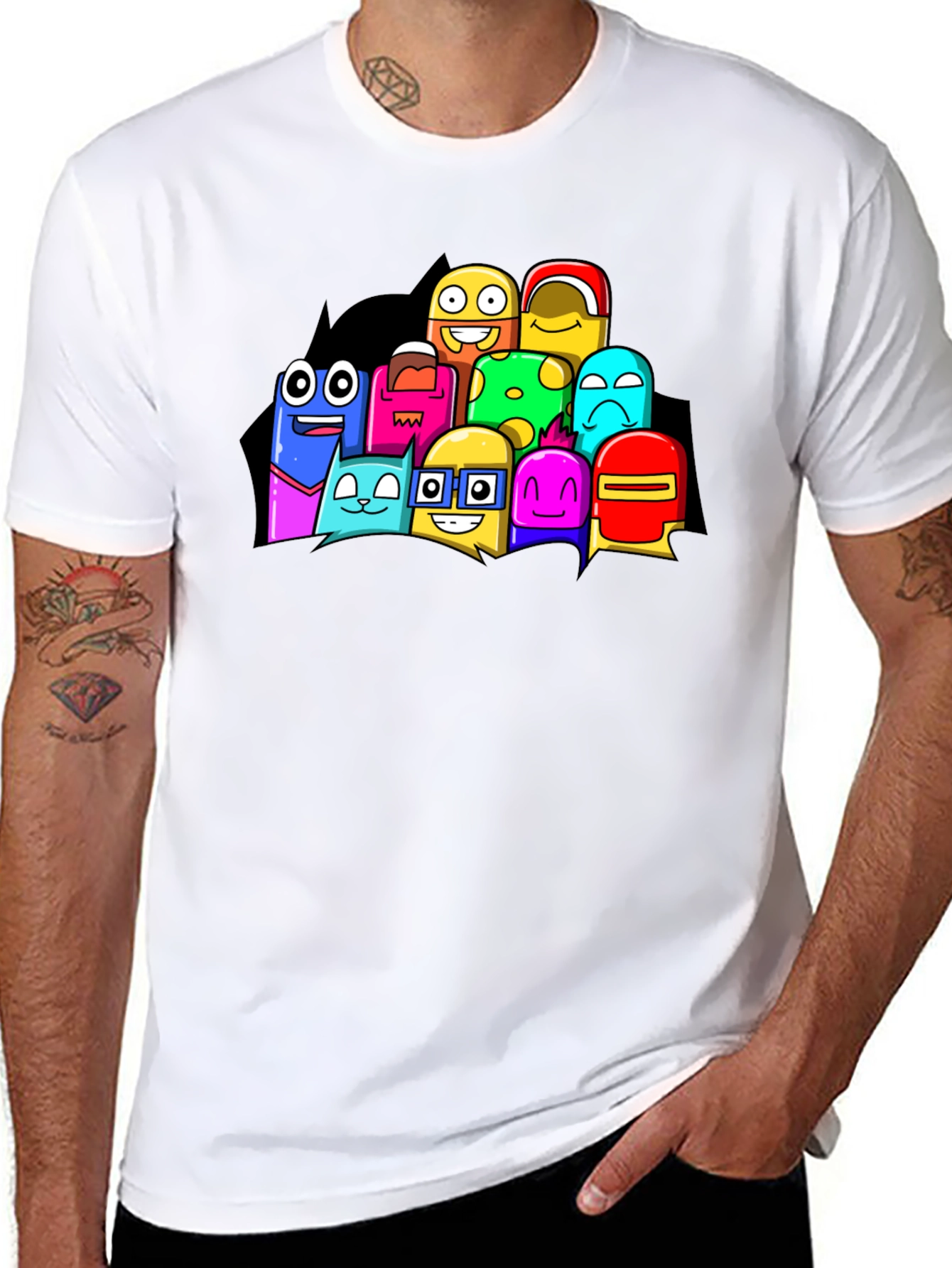 Fun Cartoon Character Black Graphic T-Shirt