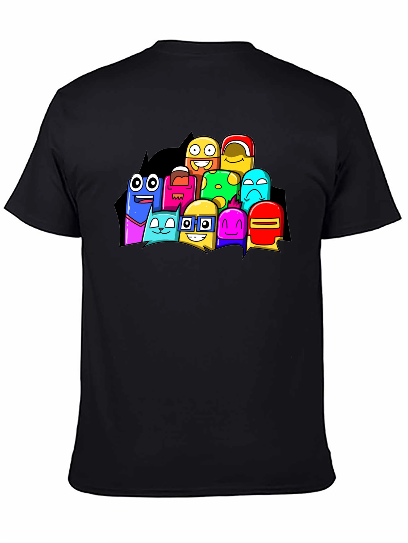 Fun Cartoon Character Black Graphic T-Shirt
