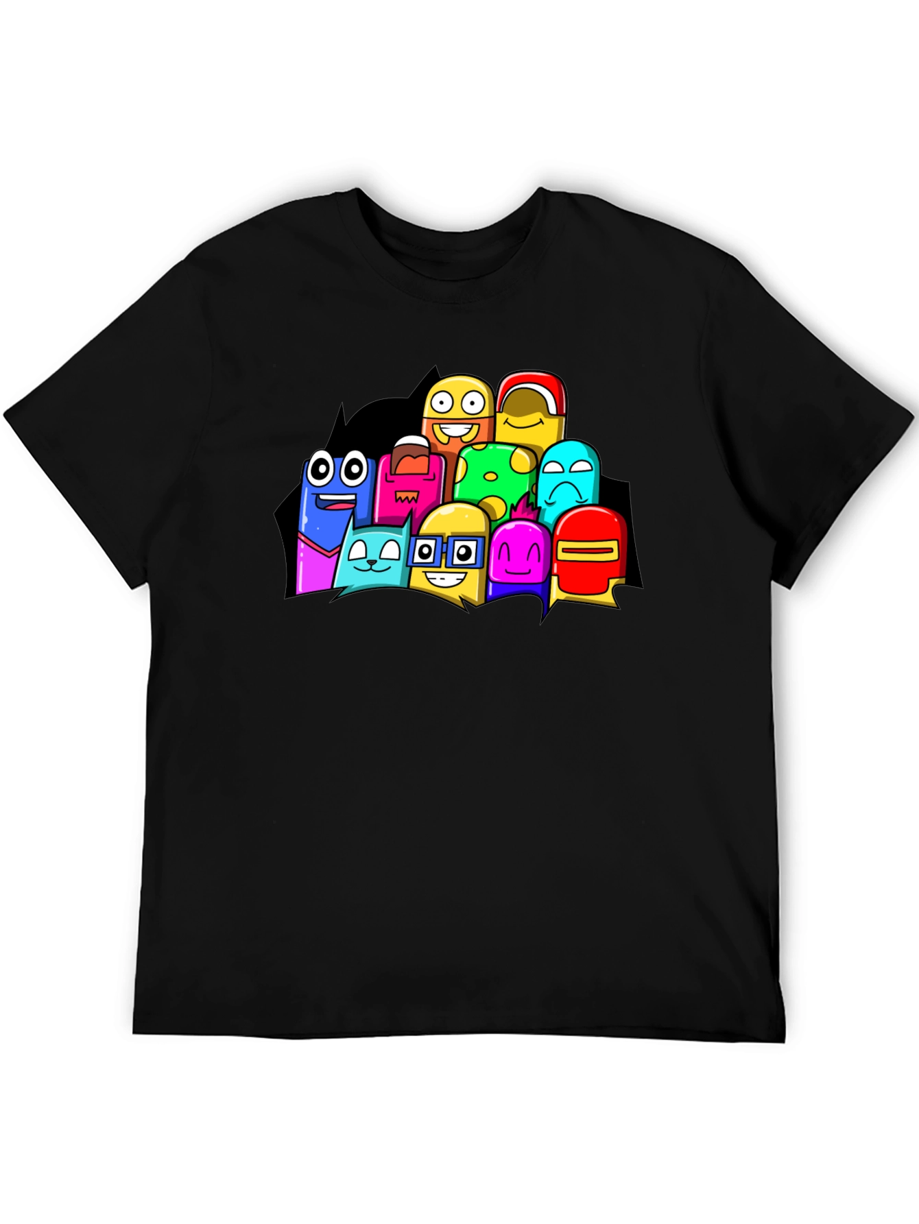 Fun Cartoon Character Black Graphic T-Shirt
