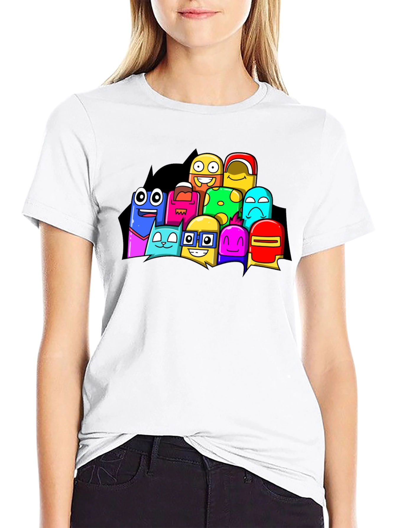Fun Cartoon Character Black Graphic T-Shirt