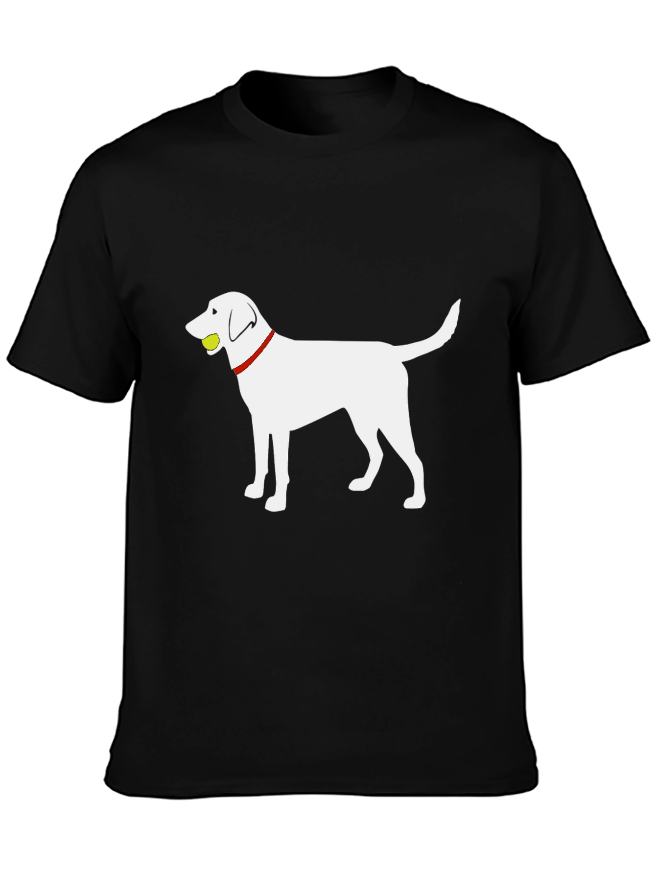Dog with Ball Graphic Tee - Black Cotton Shirt