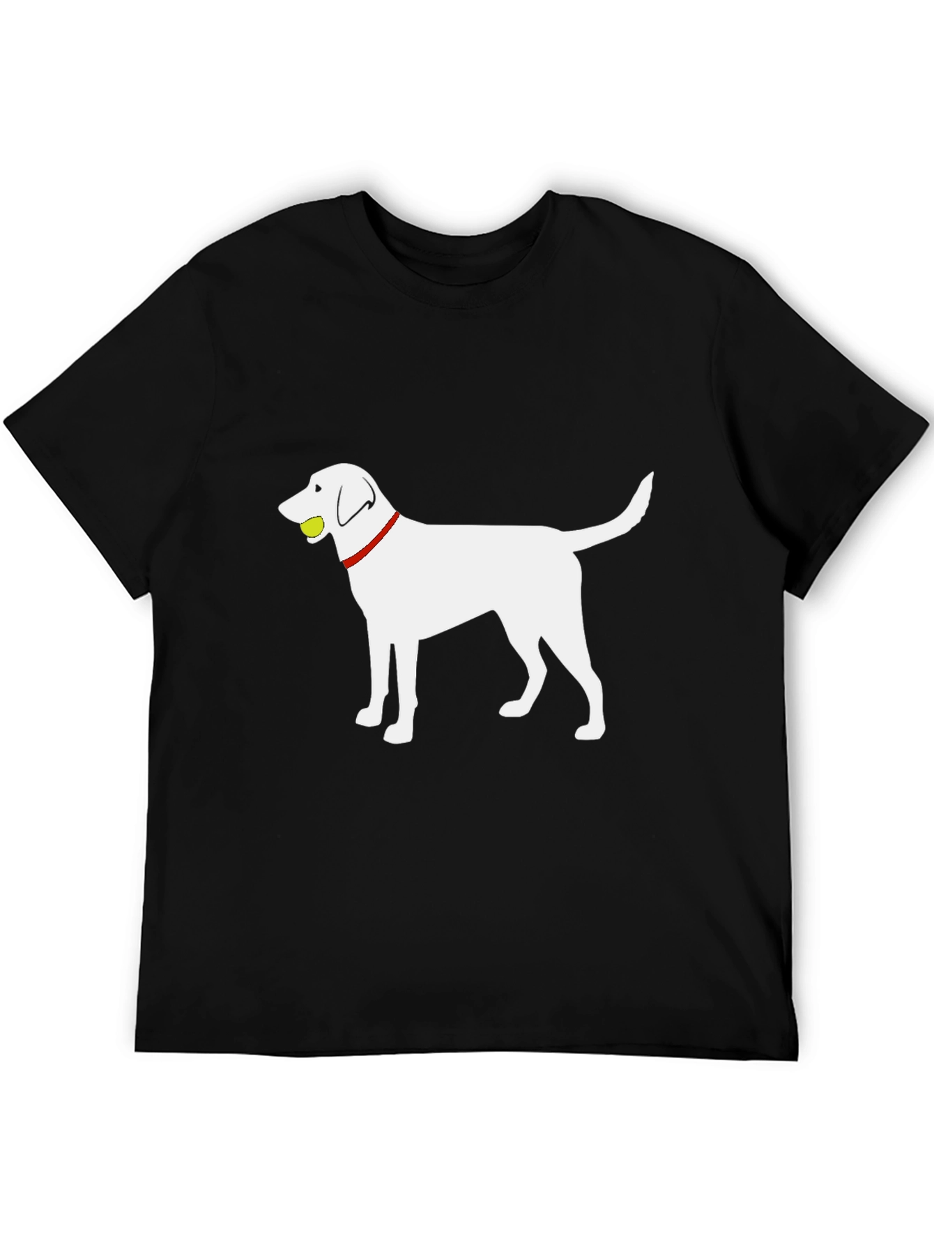 Dog with Ball Graphic Tee - Black Cotton Shirt