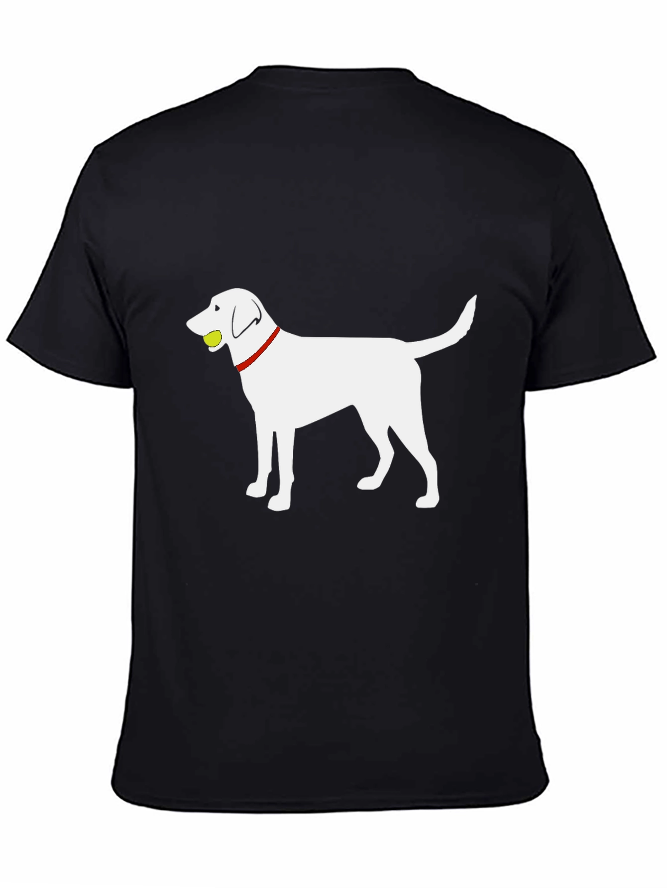 Dog with Ball Graphic Tee - Black Cotton Shirt