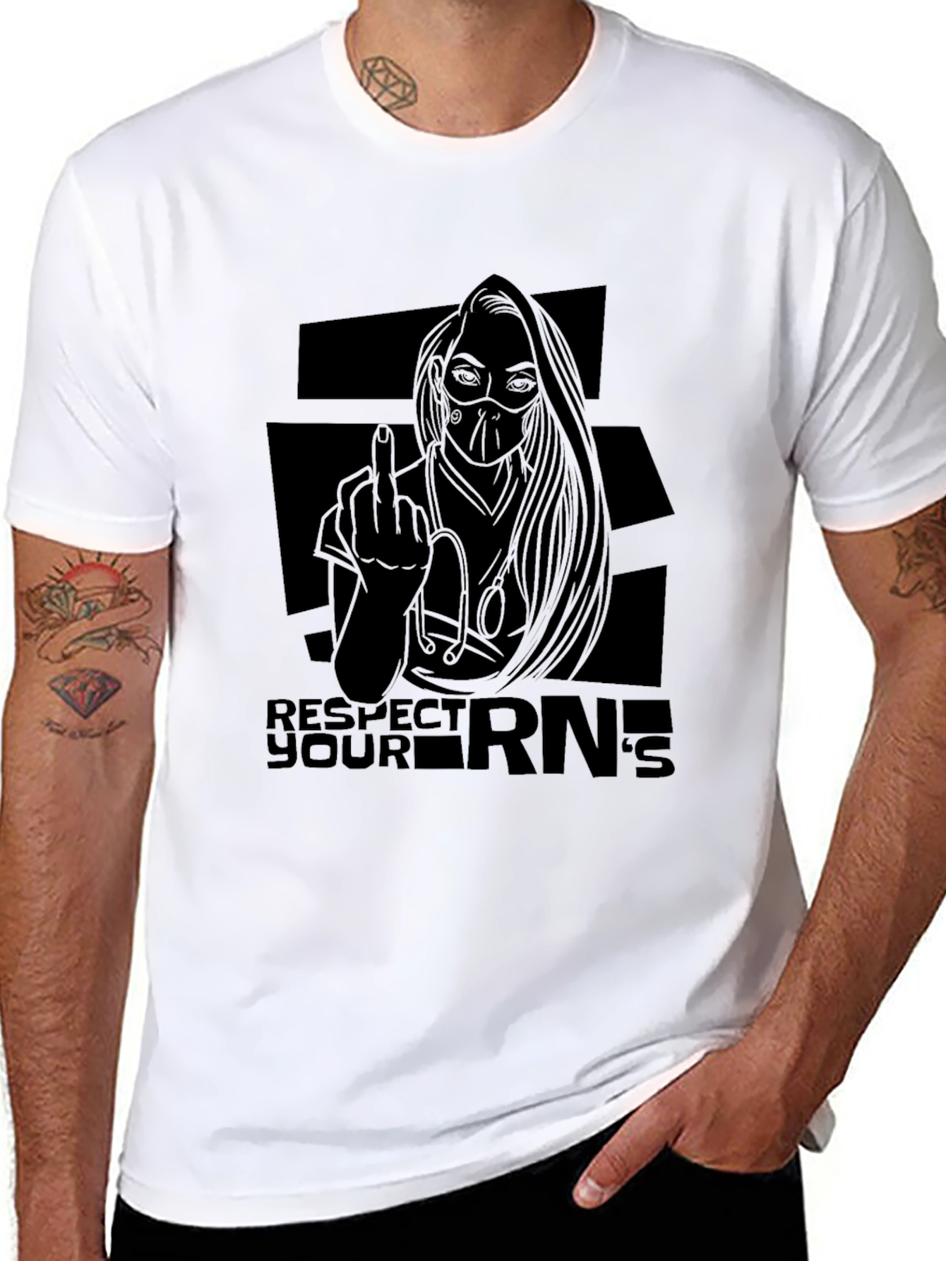 Respect Your RNs Graphic T-Shirt - Black