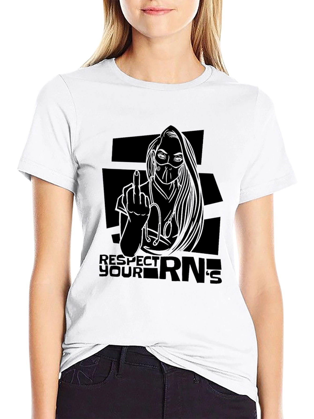 Respect Your RNs Graphic T-Shirt - Black
