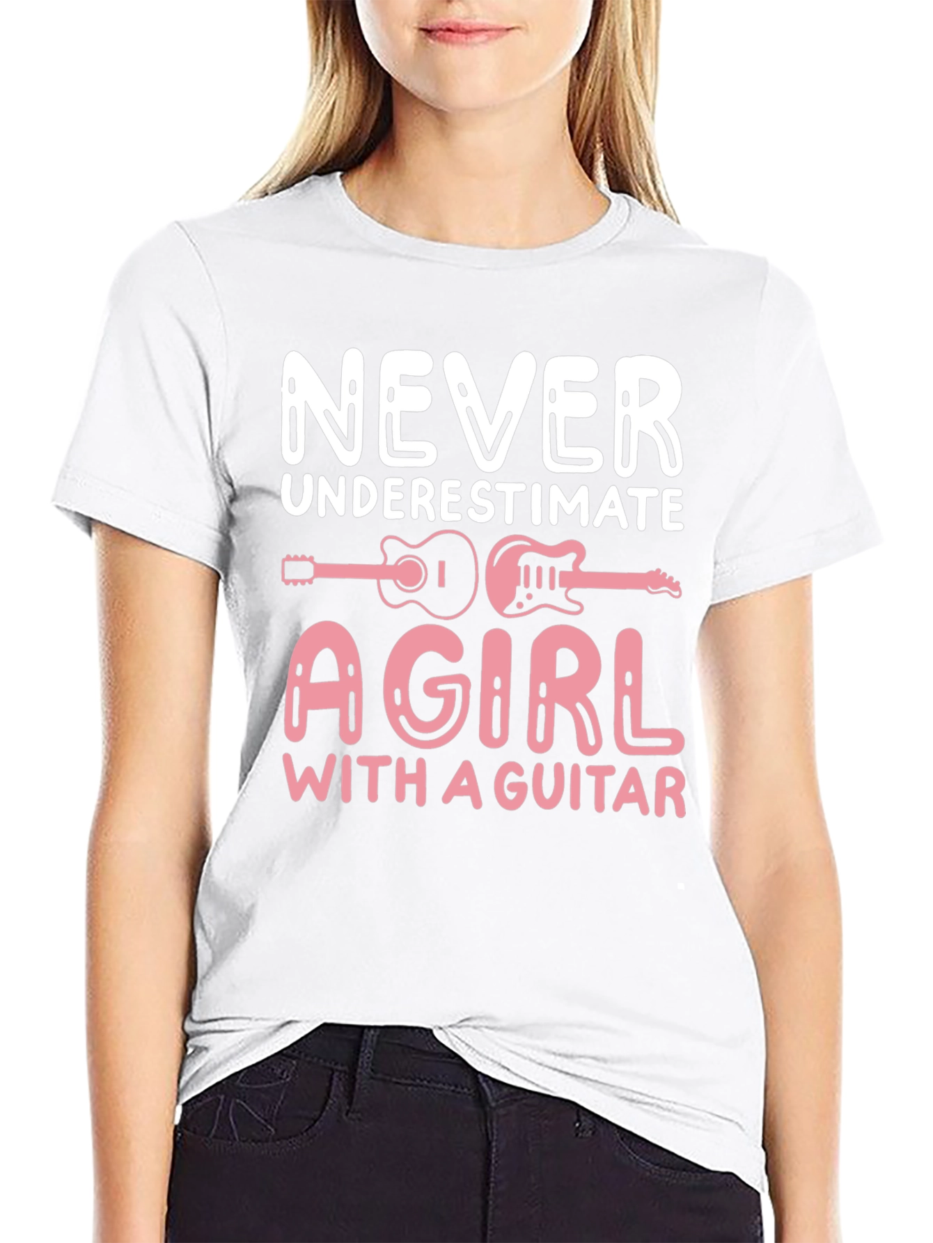 Never Underestimate A Girl With A Guitar T-Shirt
