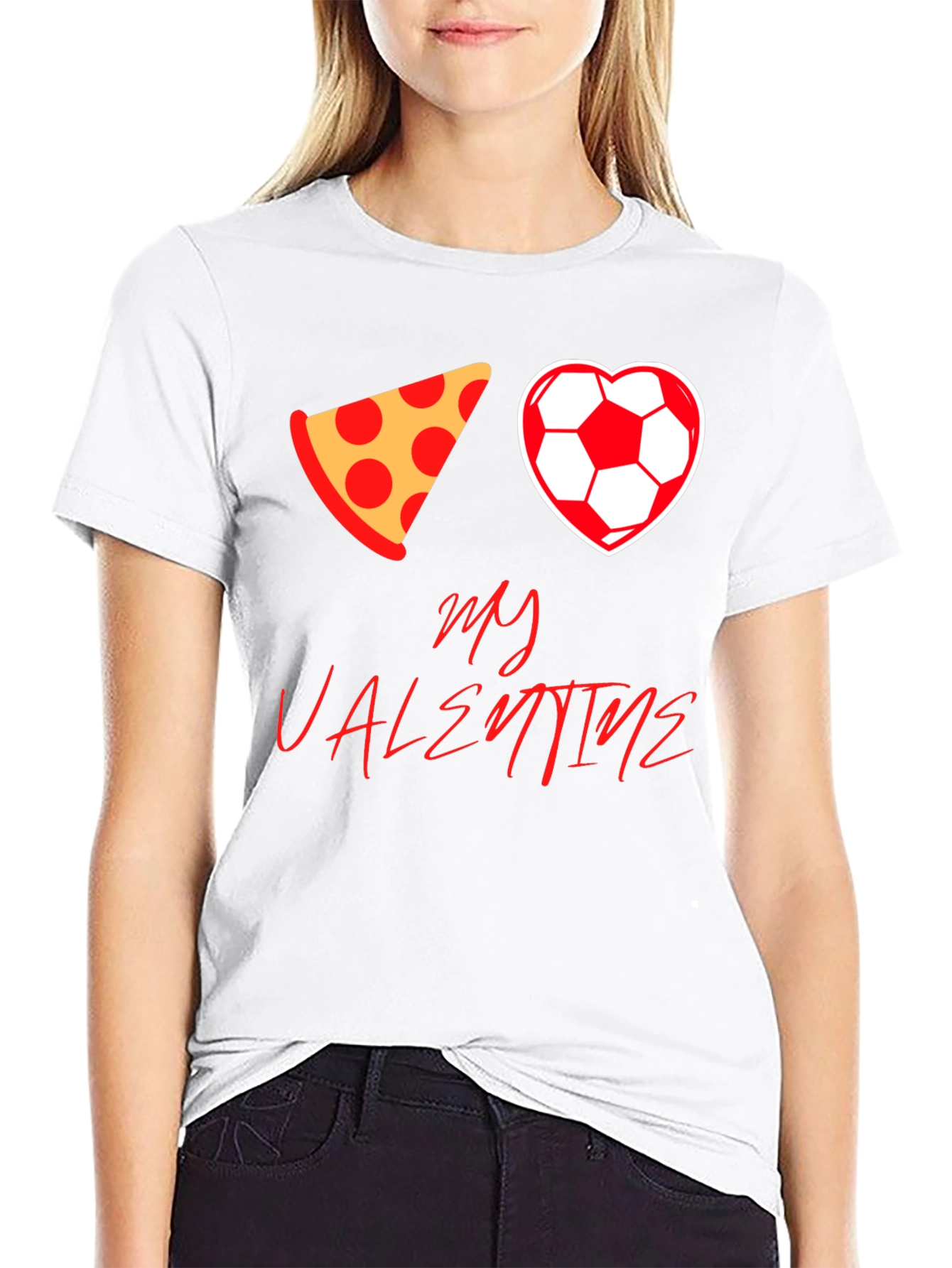Pizza Soccer Valentine T-Shirt - Mens Black Tee