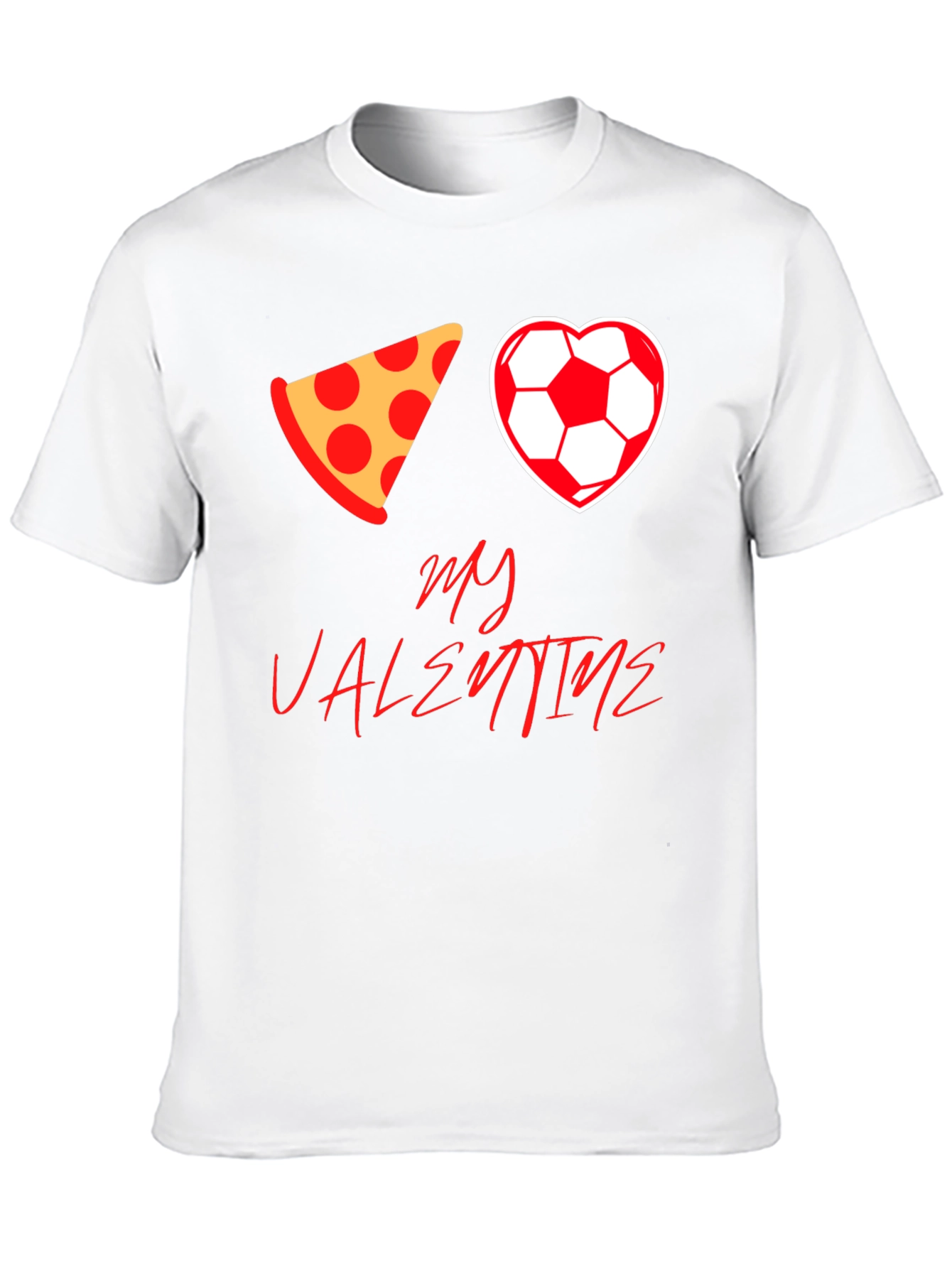 Pizza Soccer Valentine T-Shirt - Mens Black Tee