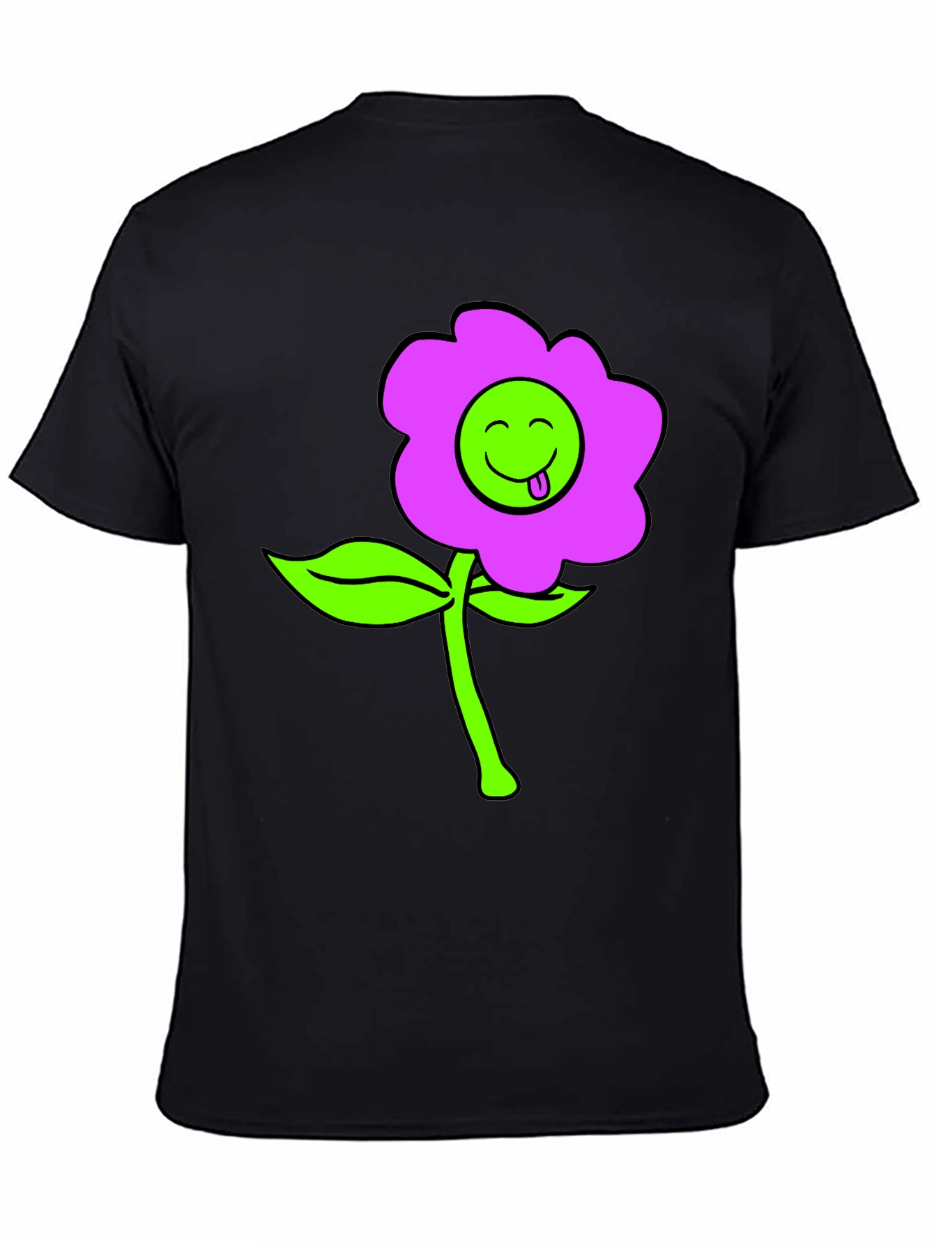 Funky Flower T-Shirt - Black Cotton Blend