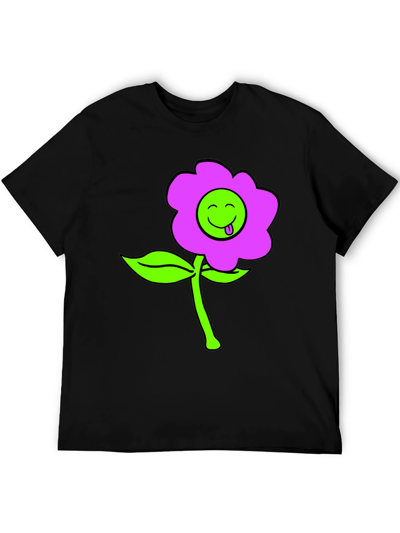 Funky Flower T-Shirt - Black Cotton Blend